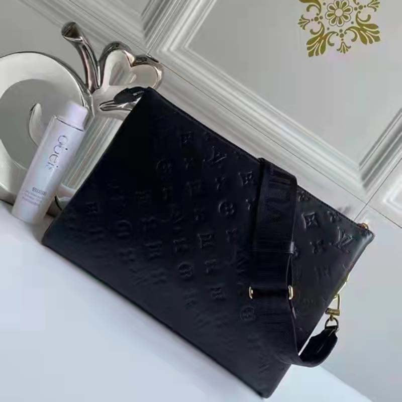 Louis Vuitton LV Women Coussin PM Handbag Black Monogram Embossed Puffy Lambskin