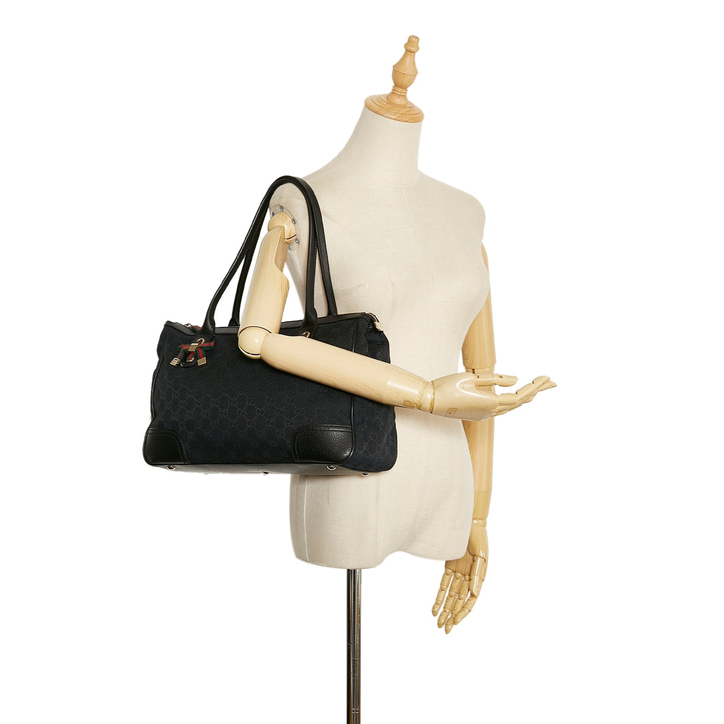 Gucci Princy Leather Canvas Shoulder Bag