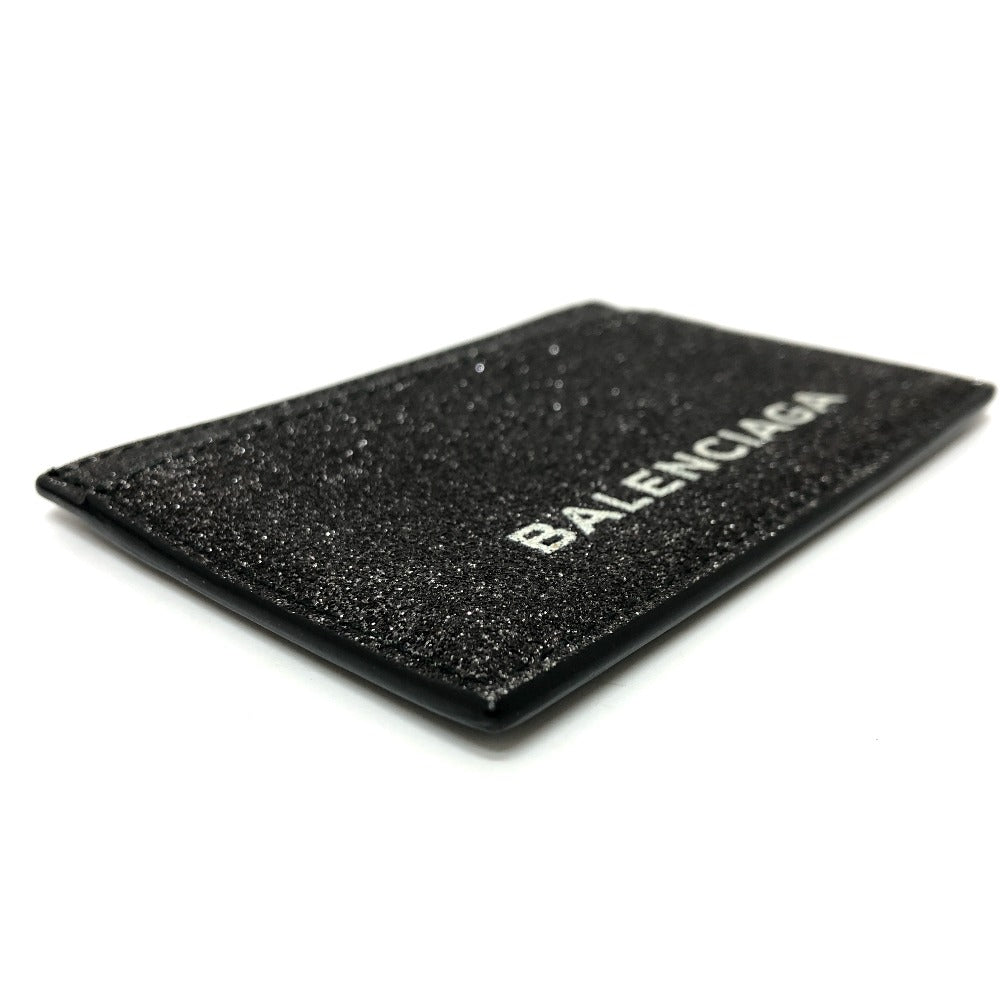 BALENCIAGA Card Case 392126 leather gray logo glitter Pass case Women
