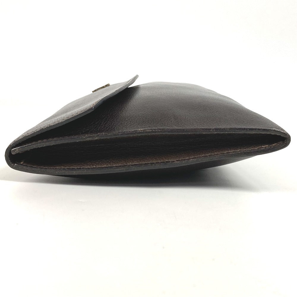 HERMES Clutch bag leather Brown logo