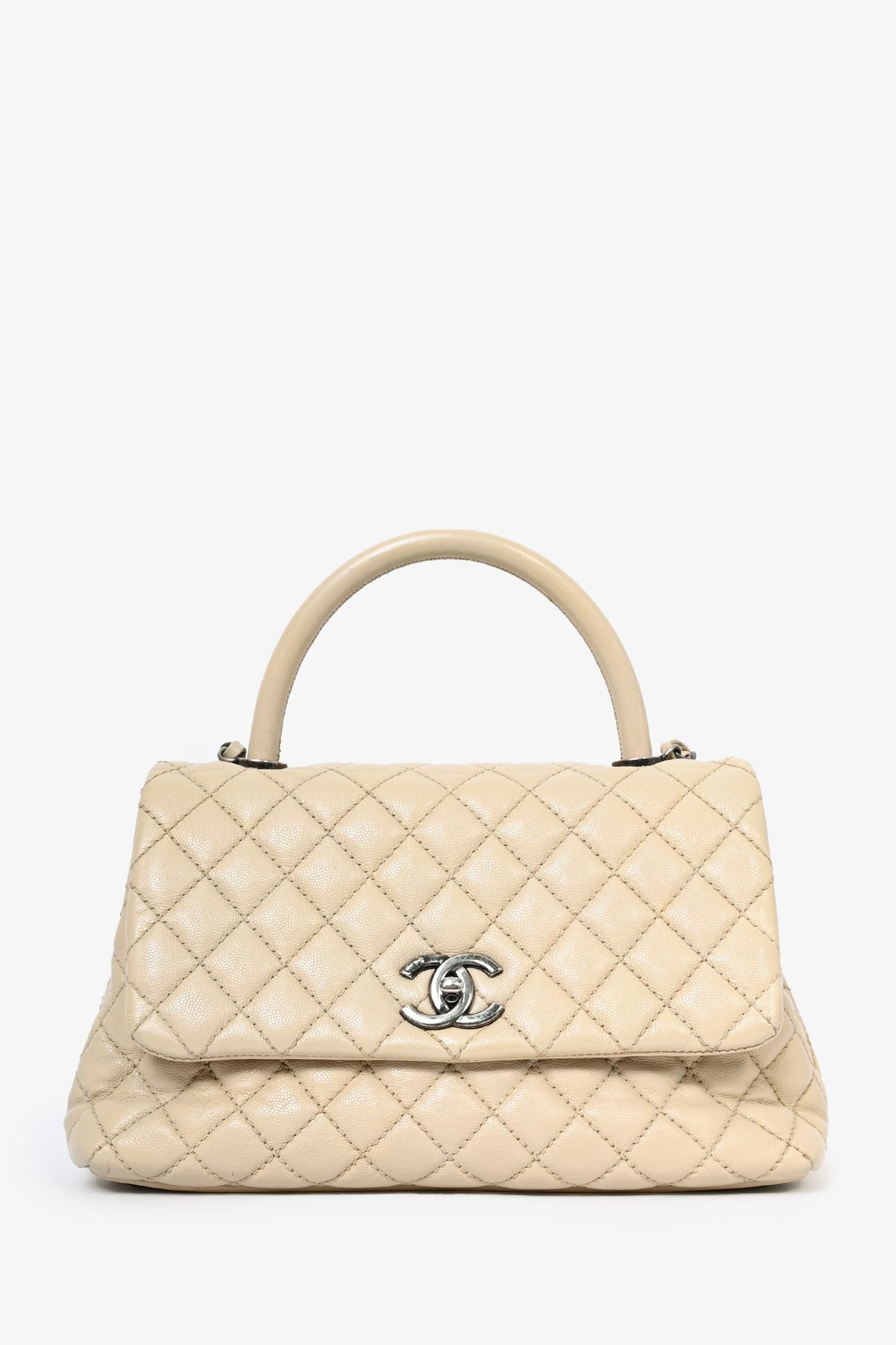 Chanel 2016 Cream Leather Small Coco Top Handle Handbag