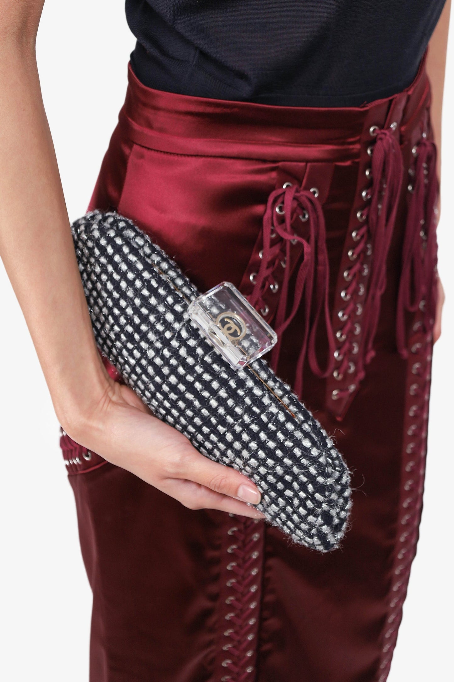 Chanel 2002/03 Black/Silver Tweed Clutch