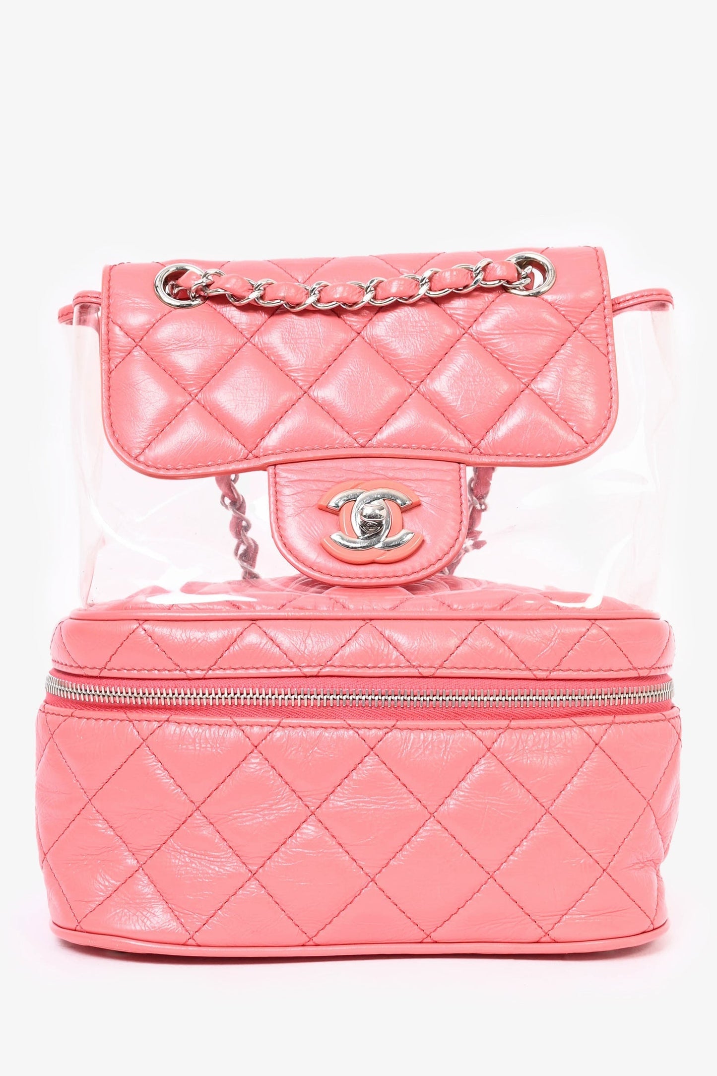 Chanel 2018 Pink Calfskin Leather/PVC 'Aquarium' Backpack