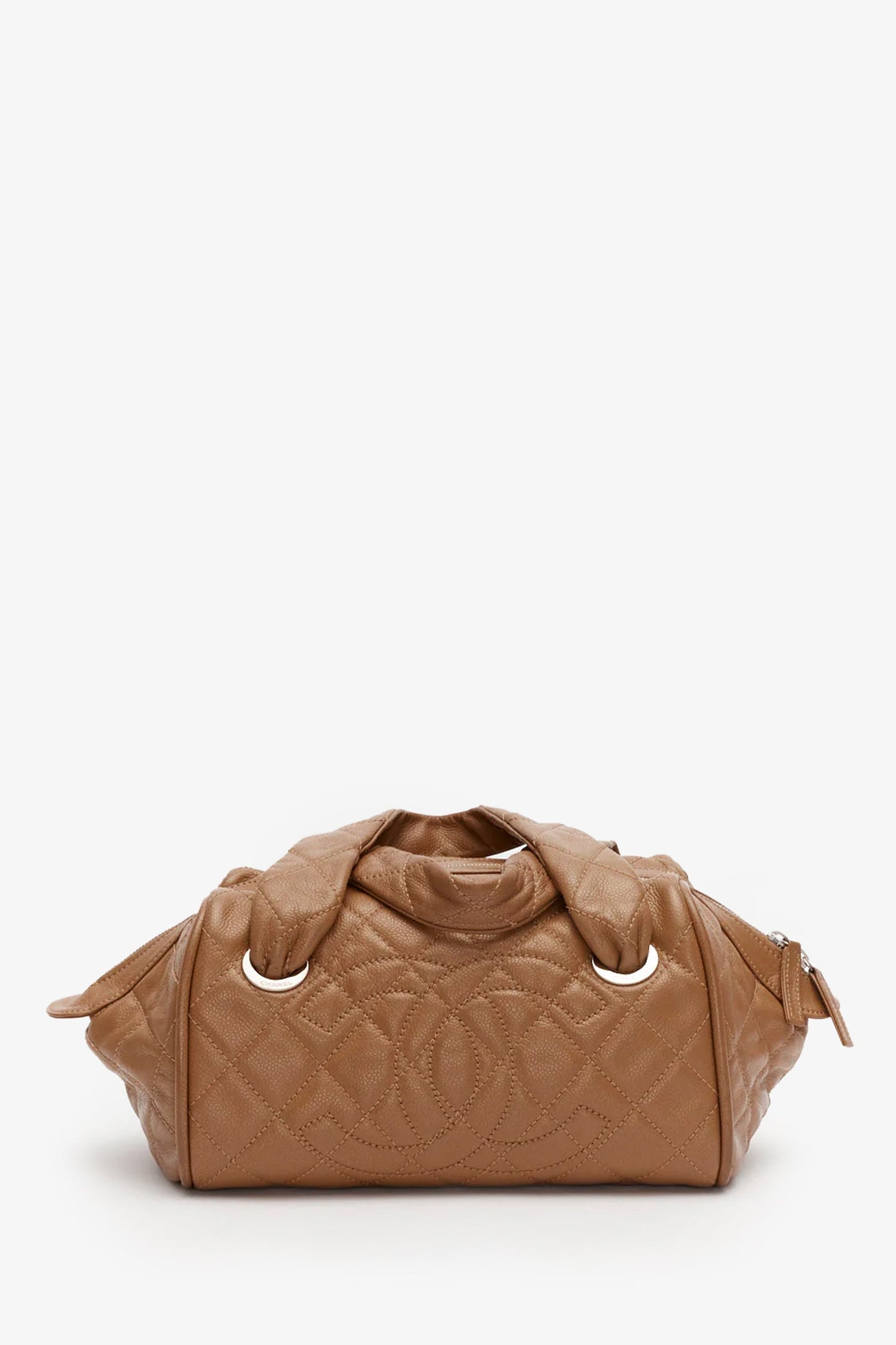 Chanel Brown Quilted Caviar Leather Timeless Bowler Bag