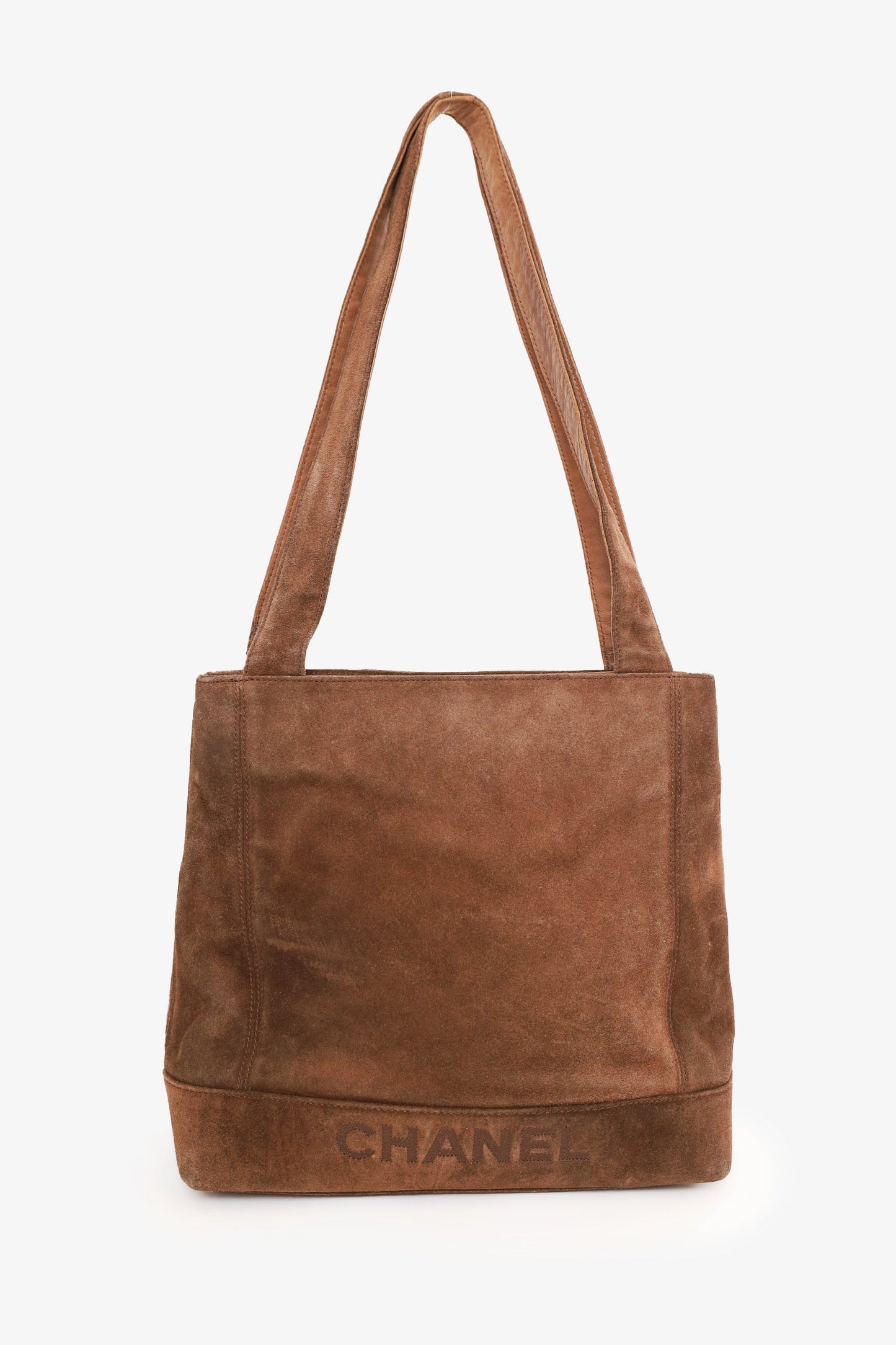 Chanel 1997-99 Brown Suede CC Embroidered Tote Bag