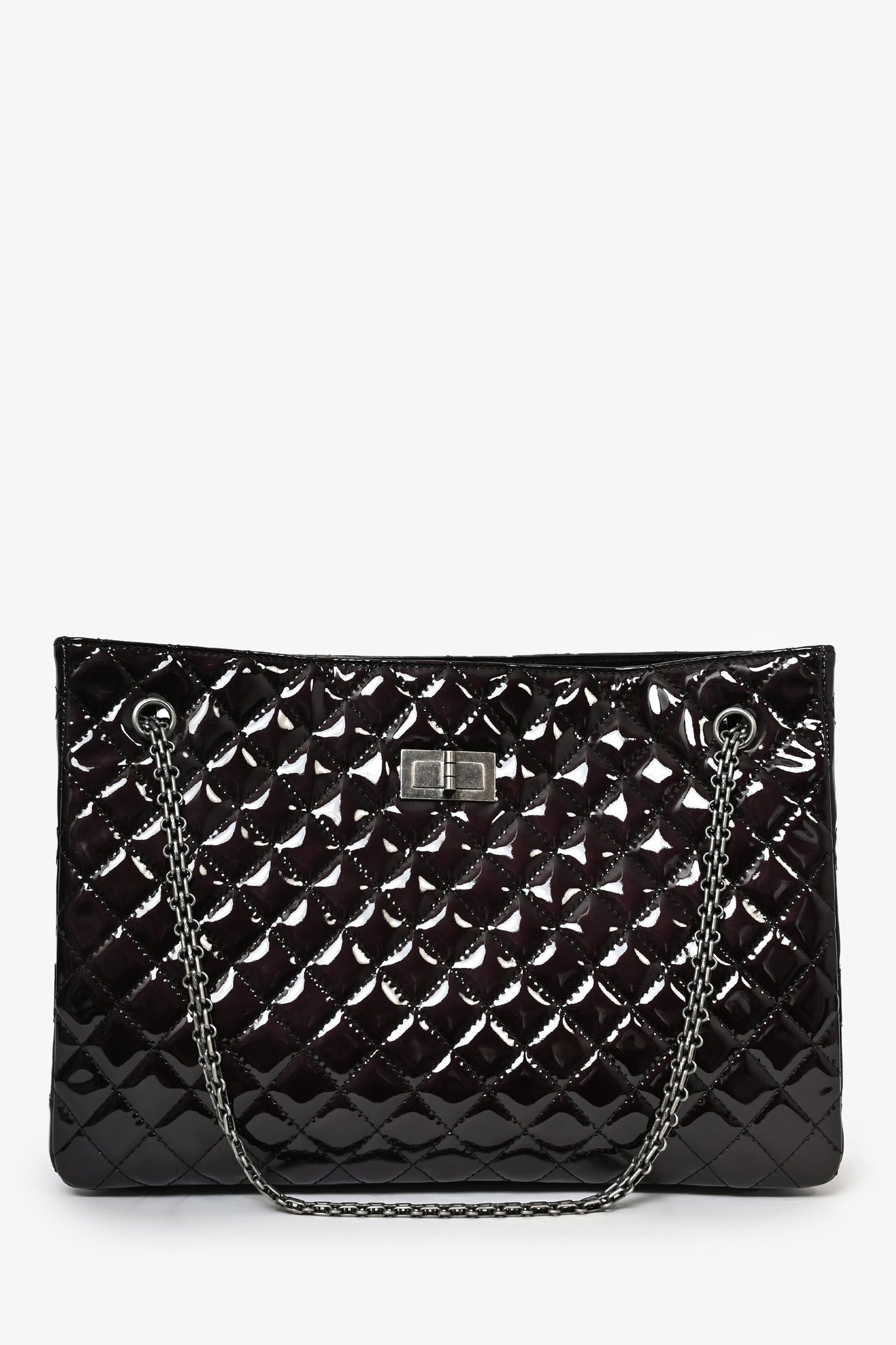 Chanel 2011/12 Dark Purple Patent Quilted Leather 2.55 Reissue Tote Bag