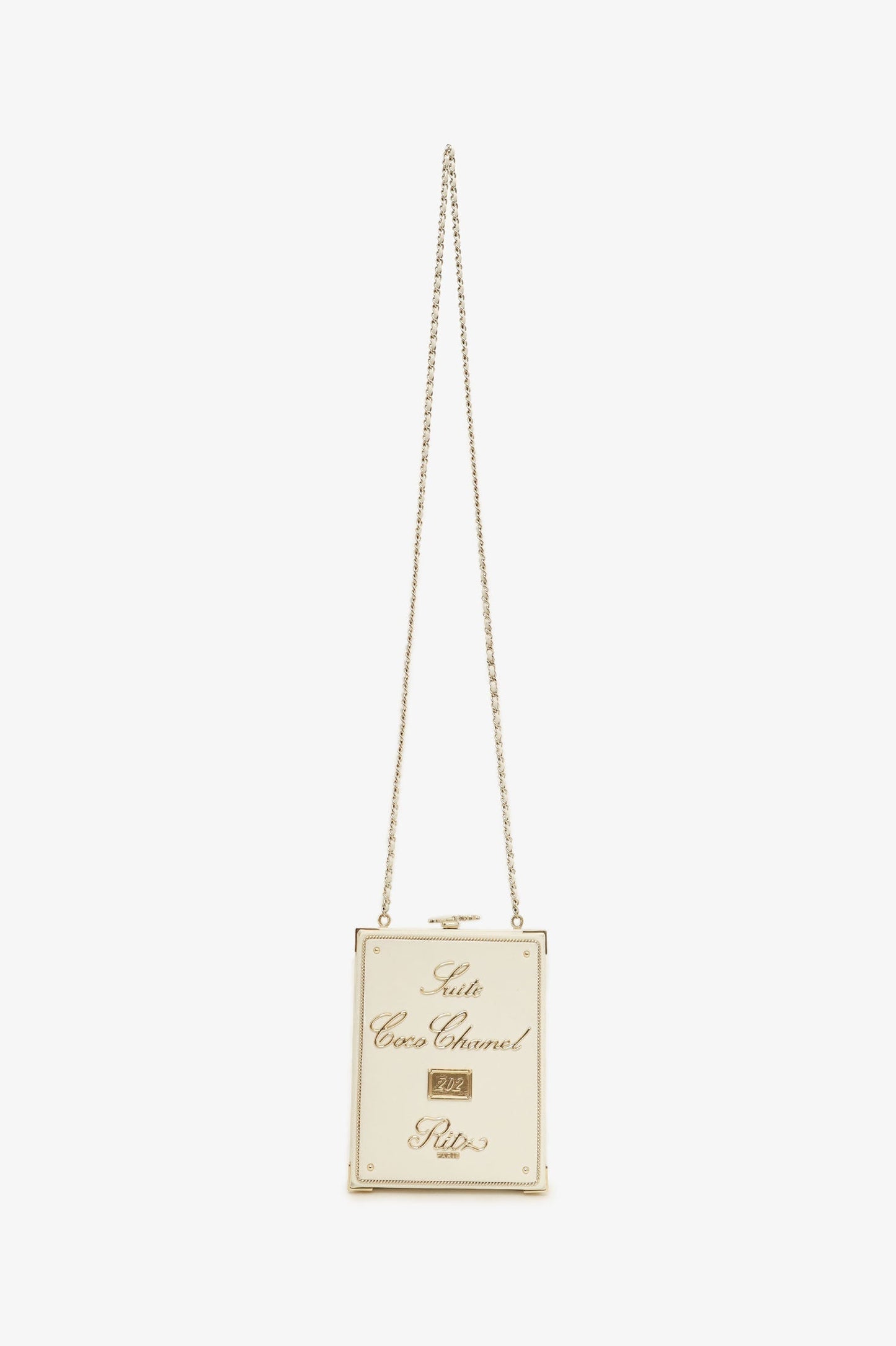 Chanel 2017-18 White Lambskin -Cosmopolite Coco In Ritz Clutch with Chain