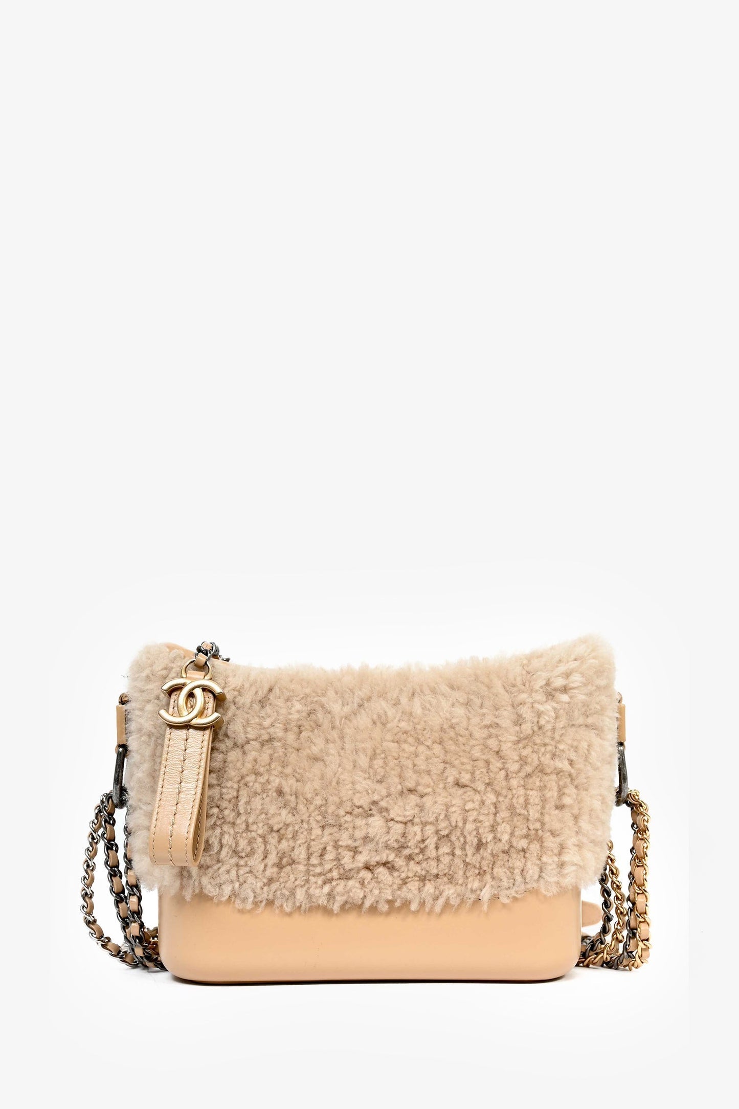 Chanel 2017-18 Beige Shearling/Leather Small Gabrielle Crossbody