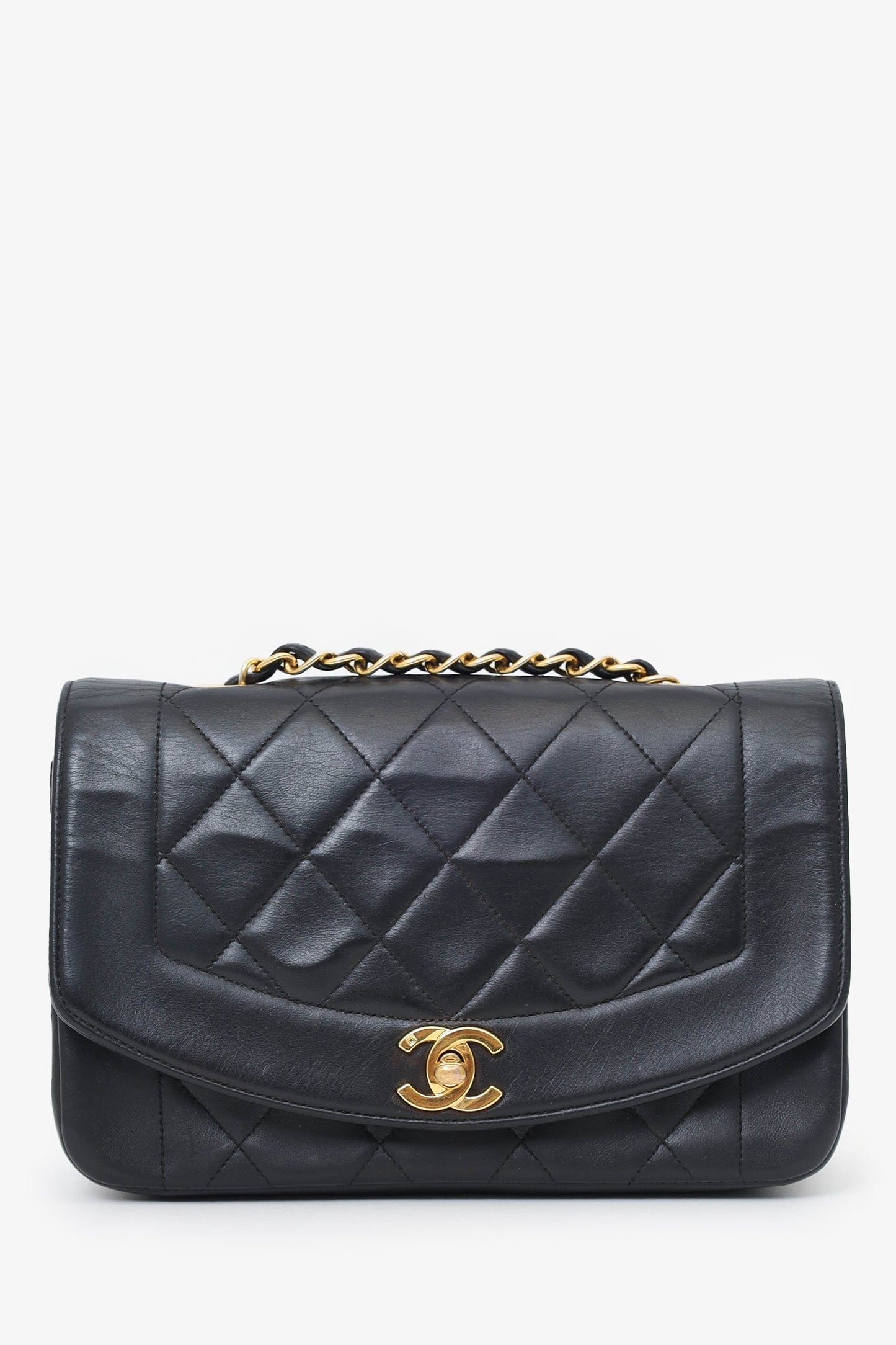 Chanel Black Lambskin Small Diana Flap Bag