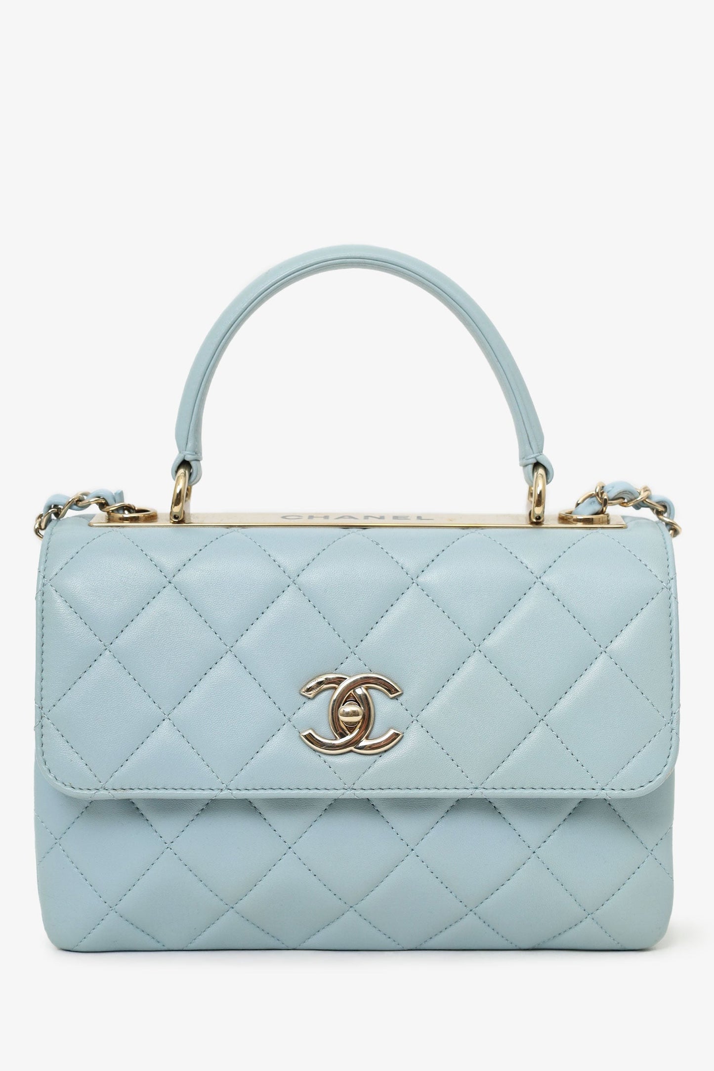 Chanel Blue Quilted Lambskin Medium Trendy CC Top Handle Handbag