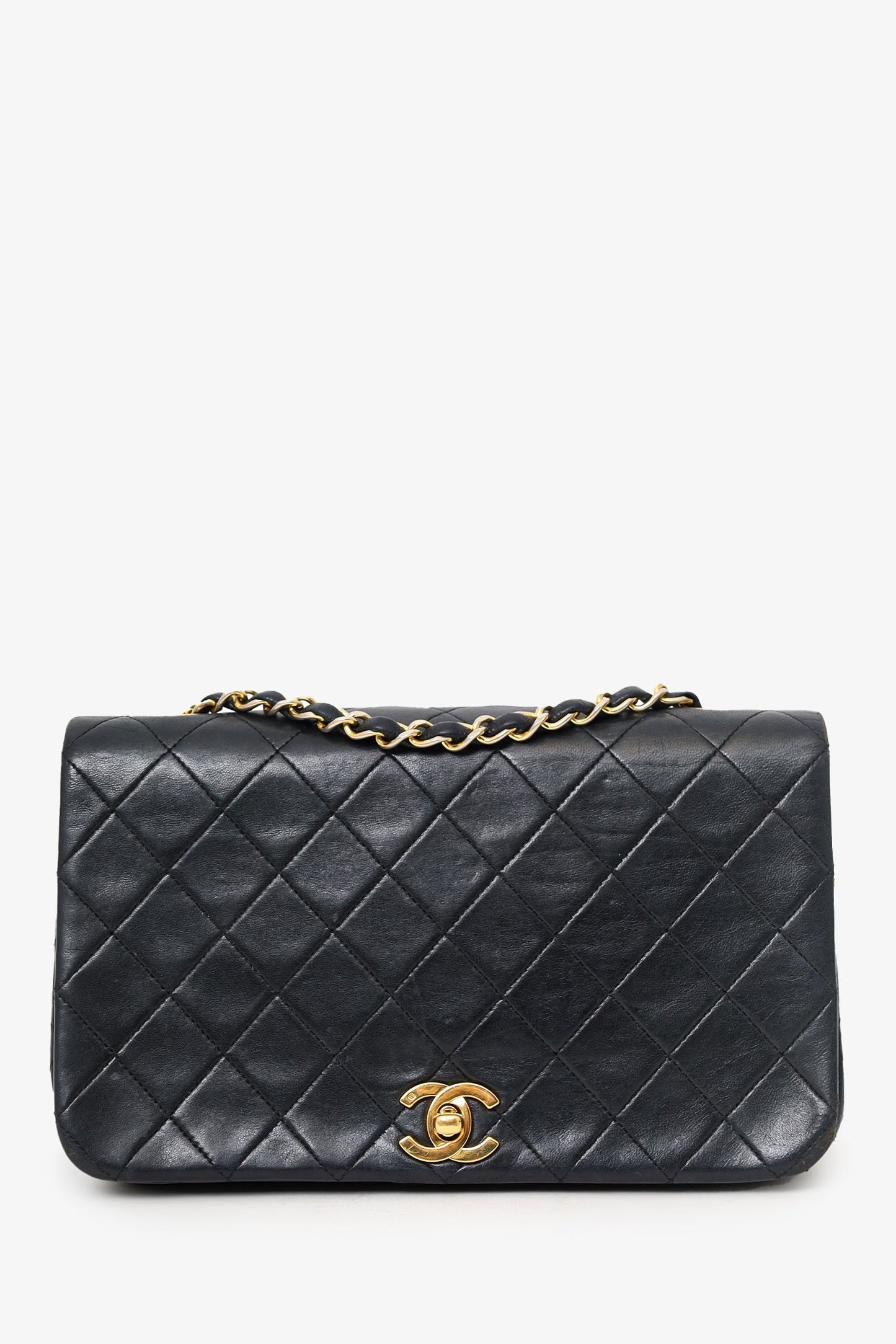 Chanel 1989-91 Black Quilted Lambskin Full Flap Bag (As Is)