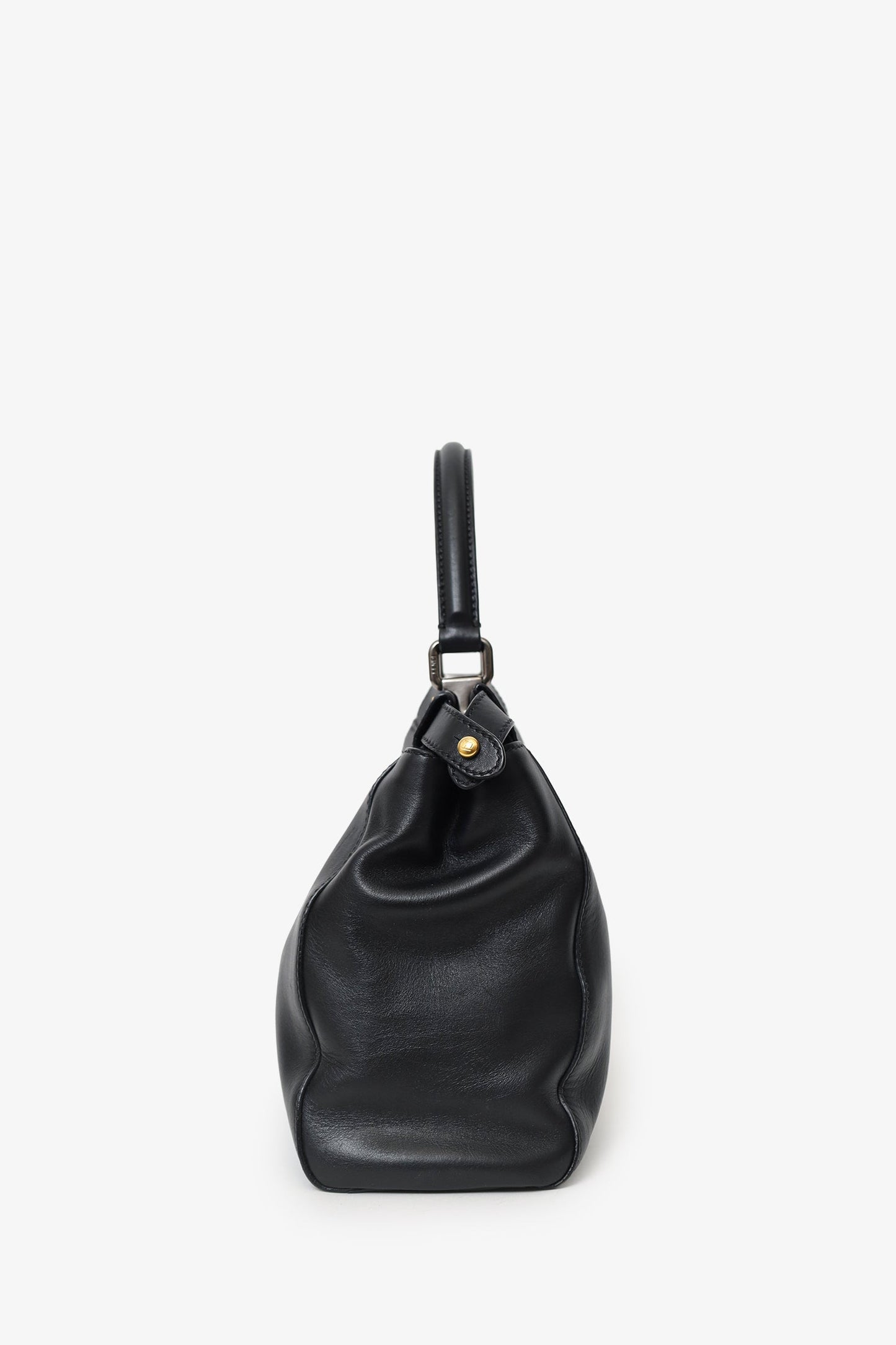 Fendi Black Leather Peekaboo Bag With Strap