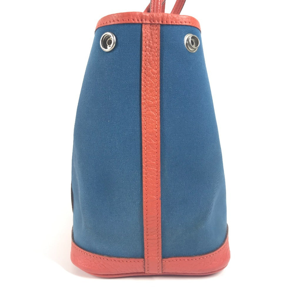 HERMES Tote Bag Leather / canvas blue Garden Party TPM