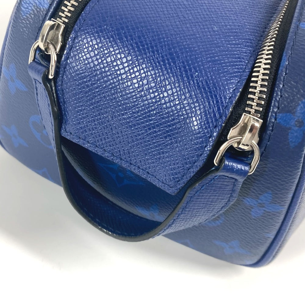 LOUIS VUITTON business bag Monogram canvas, Taiga leather blue Taigalama Dop kit