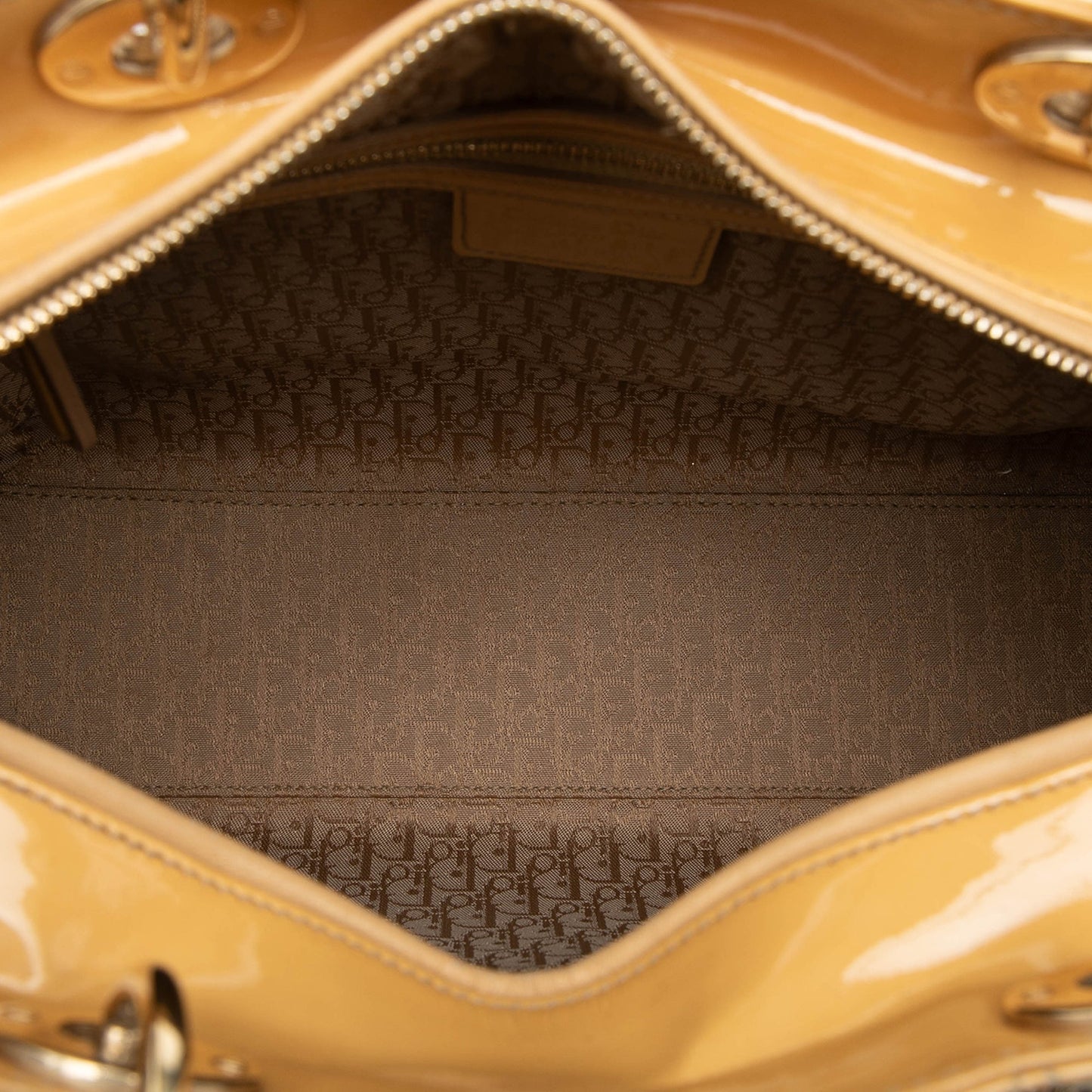 Yellow Dior Large Patent Cannage Lady Dior Satchel