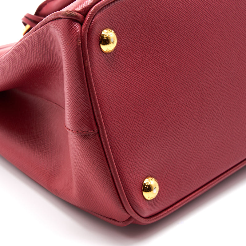 Prada Fuoco Saffiano Lux Leather Medium Double Zip Tote