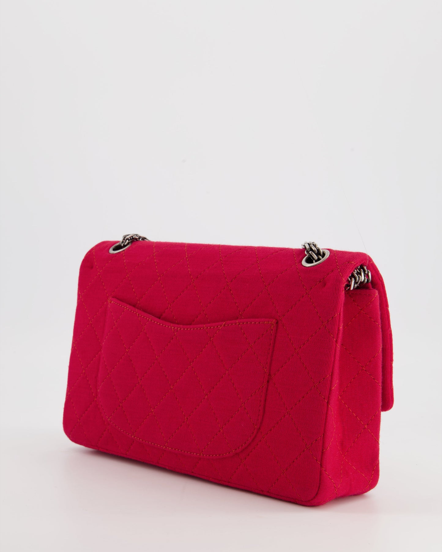 Chanel Red Medium Reissue 2.55 Double Flap Bag in Quilted Fabric with Ruthenium Hardware