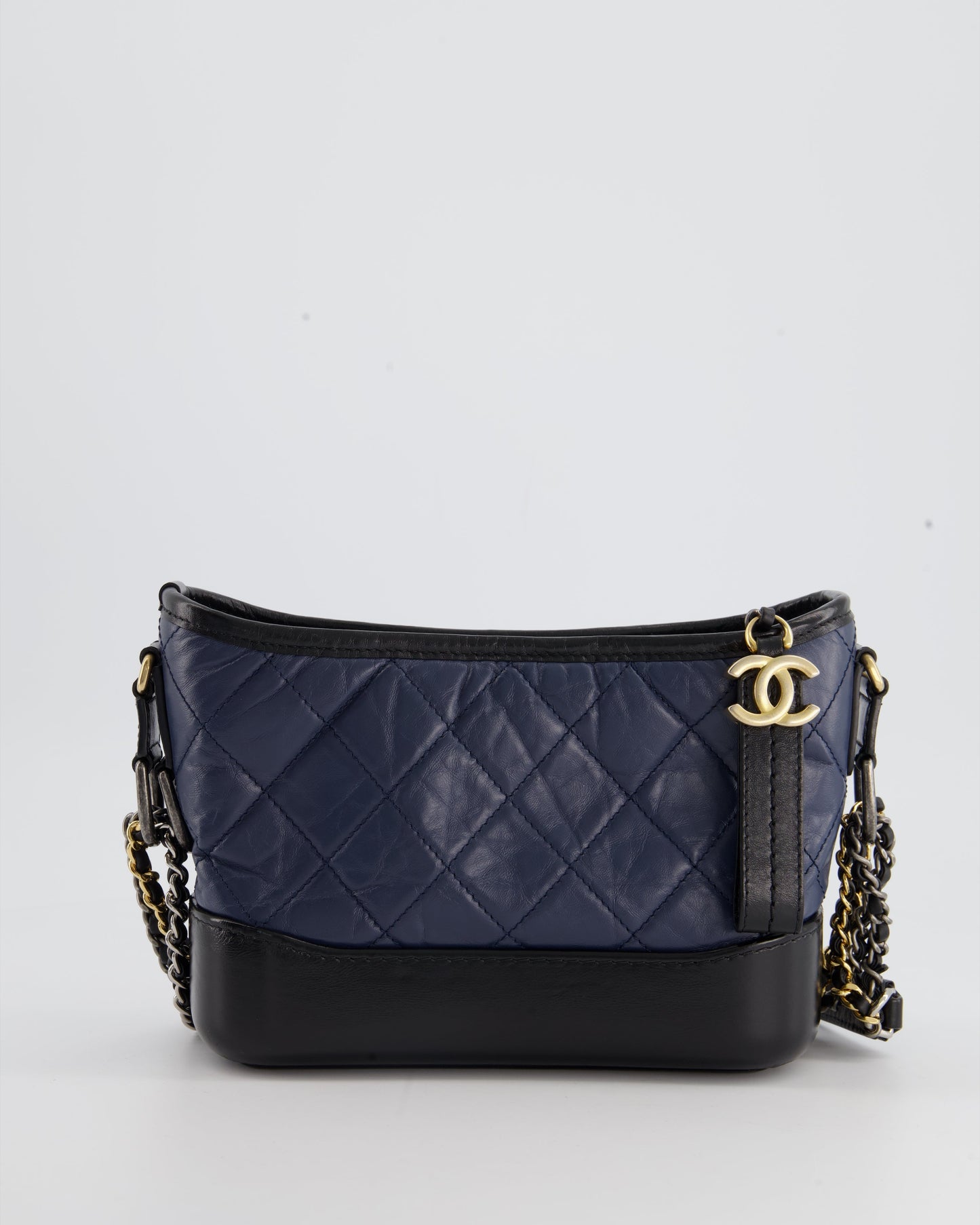 Chanel Blue & Black Small Gabrielle Bag in Lambskin Leather with Mixed Hardware