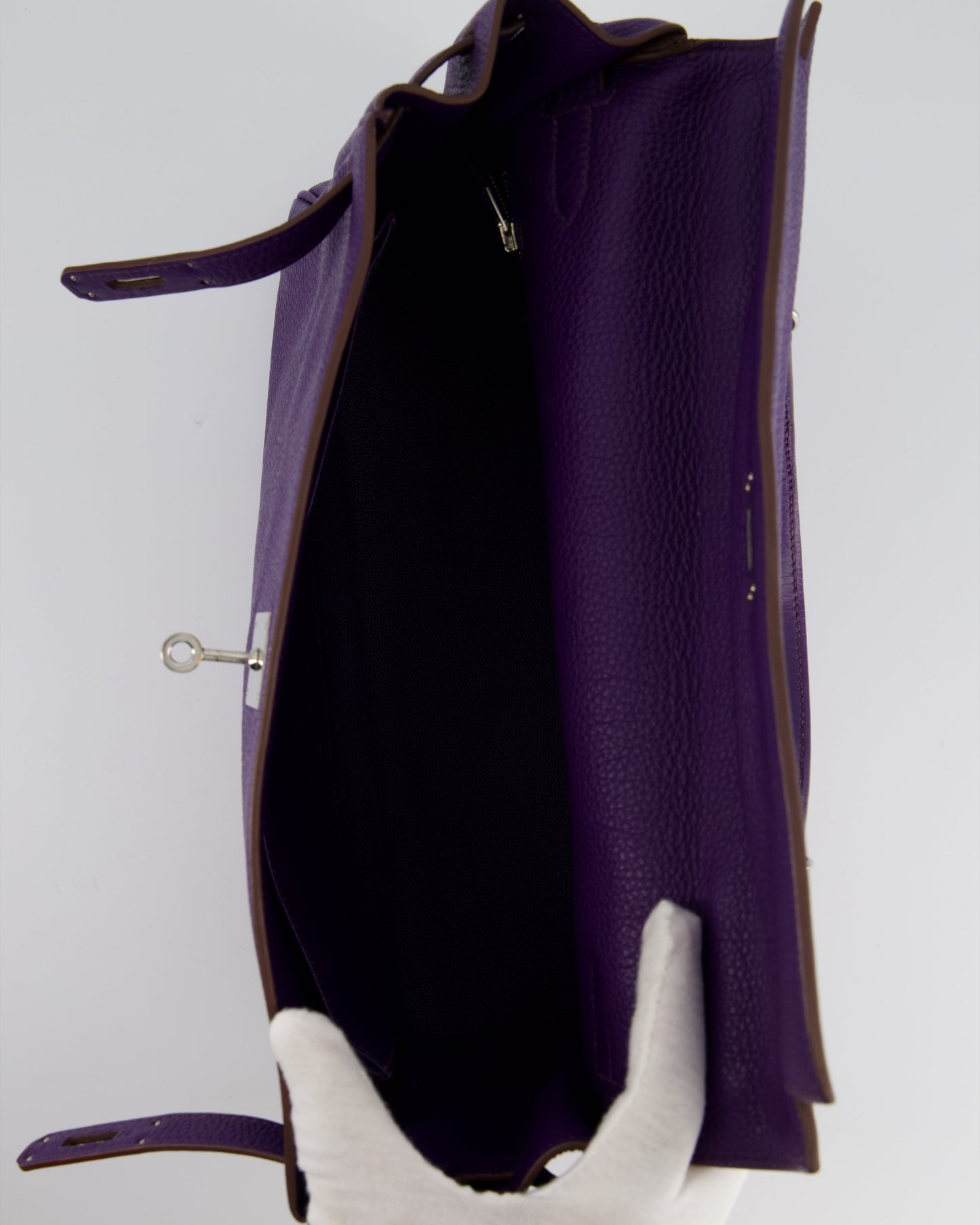 Hermes Kelly 35 Retourne Bag in Iris Togo Leather with Palladium Hardware