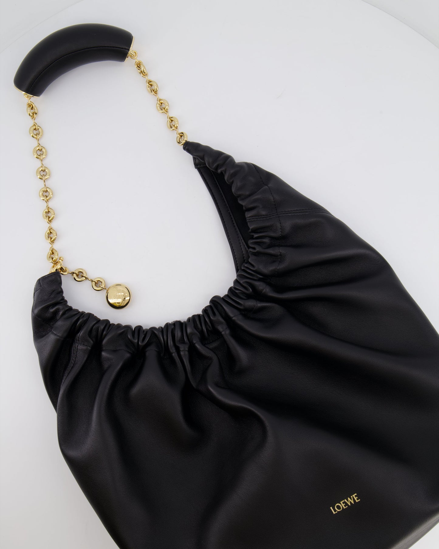 *HOT* Loewe Black Medium Squeeze Bag in Nappa Lambskin Leather and Gold Hardware