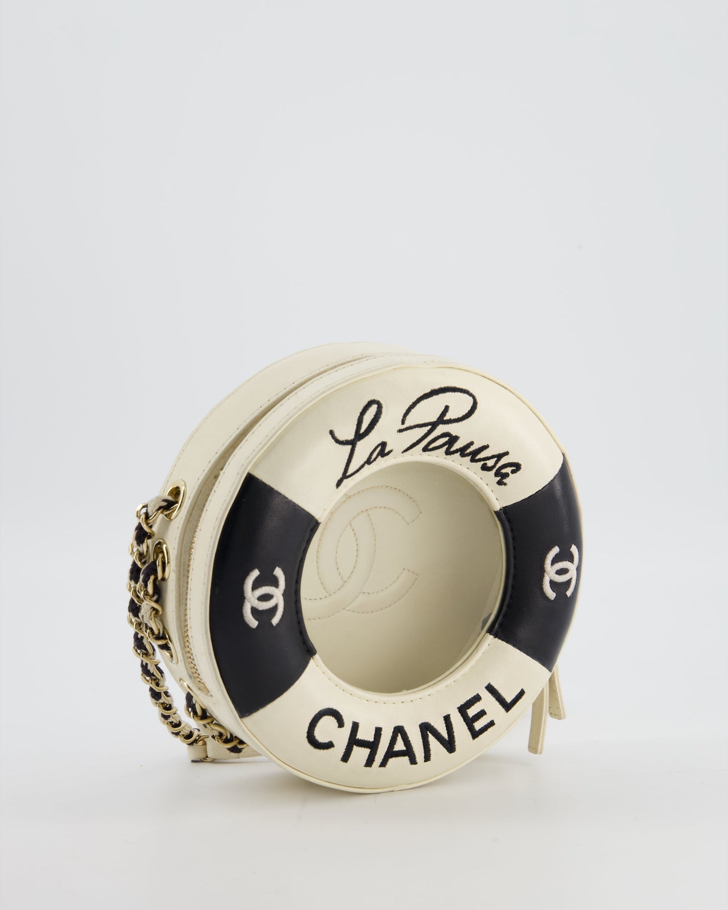 Chanel La Pa Coco Lifesaver Bag in Black and White with Champagne Gold Hardware