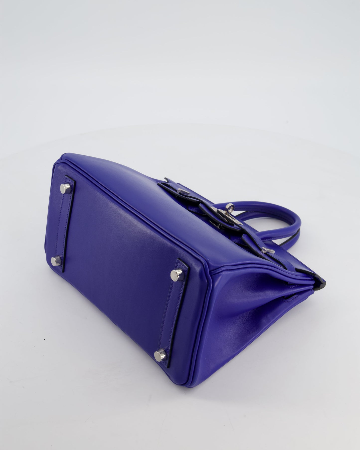 Hermes Birkin 25 Retourne Bag in Blue Electrique Tadelakt Leather with Palladium Hardware