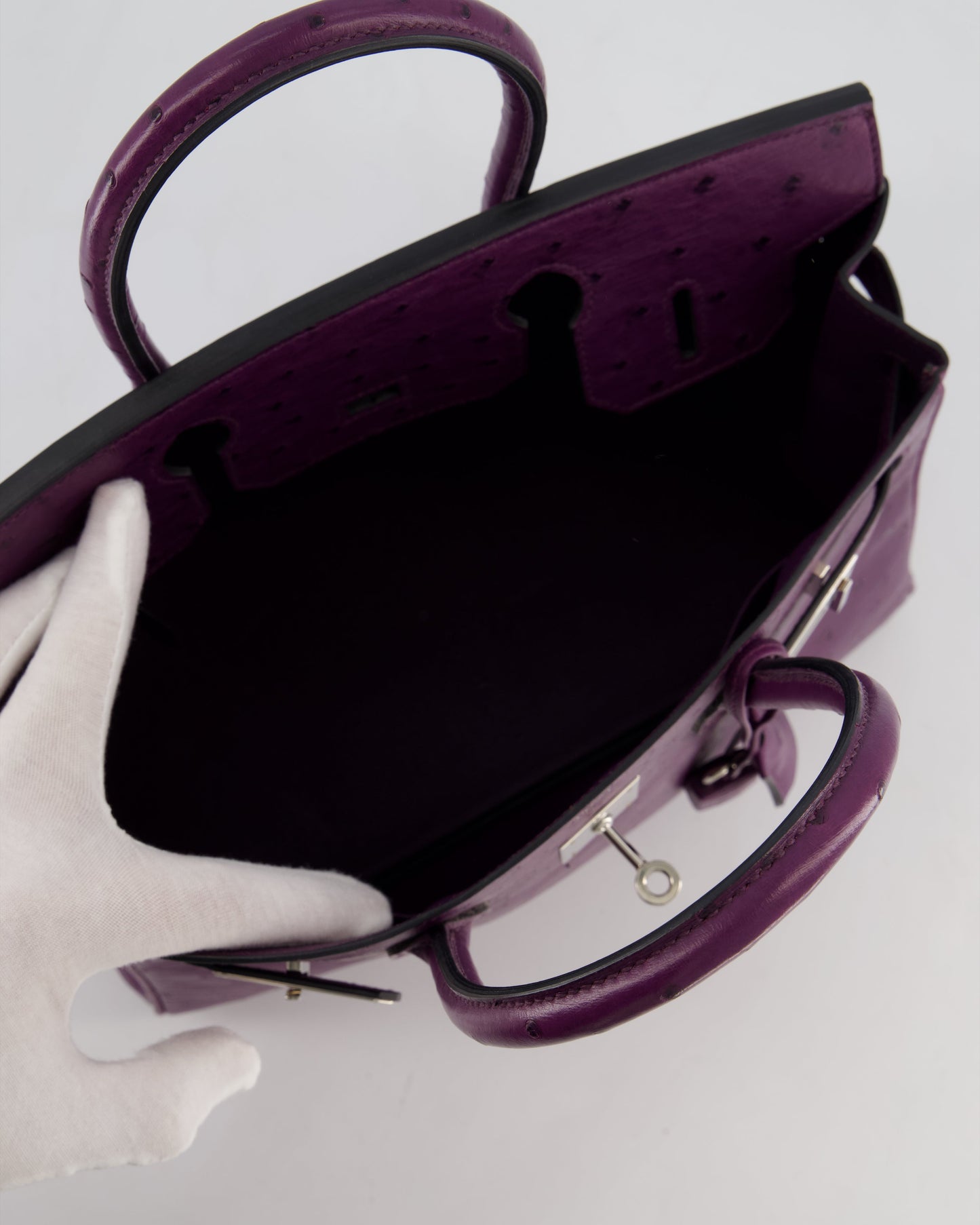 *HOT & RARE* Hermes Birkin 30 Retourne Bag in Violine Ostrich Leather with Palladium Hardware