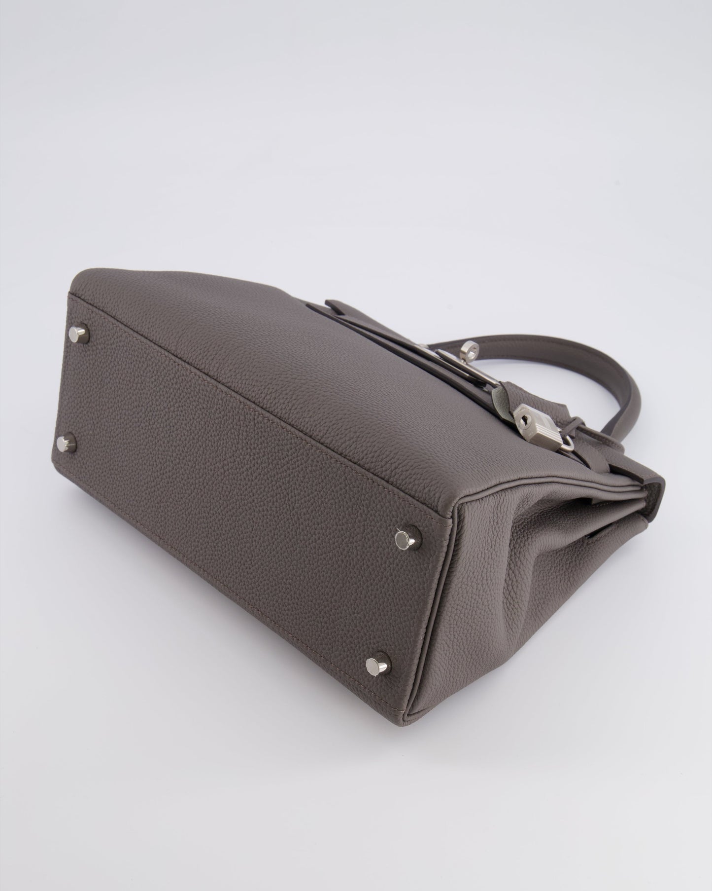 Hermes Kelly 28 Retourne HSS Bag in Gris Etain Togo Leather with Gris Perle Interior and Brushed Palladium Hardware