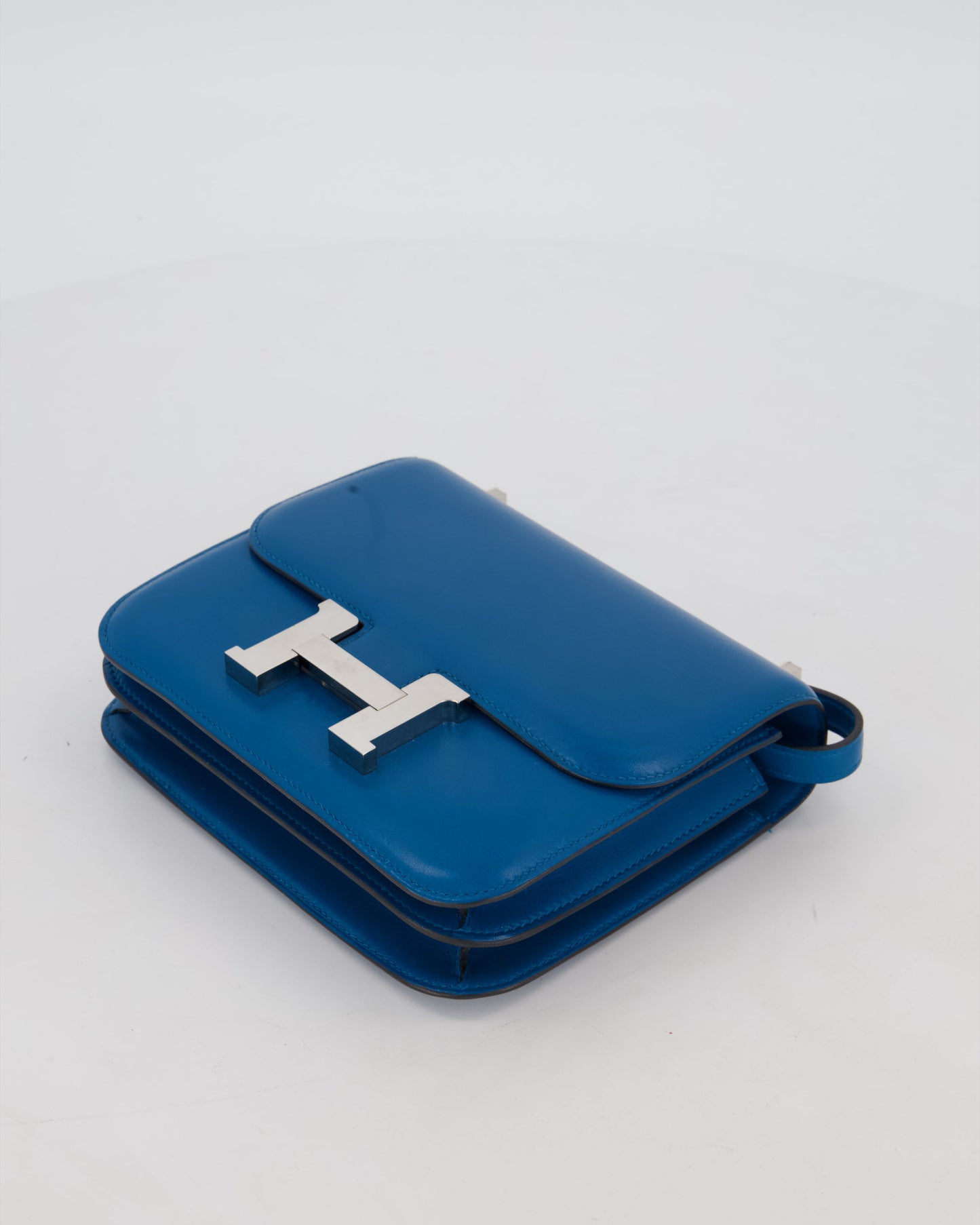 Hermes Mini Constance III 18 Bag in Bleu Izmir Tadelakt Leather with Palladium Hardware