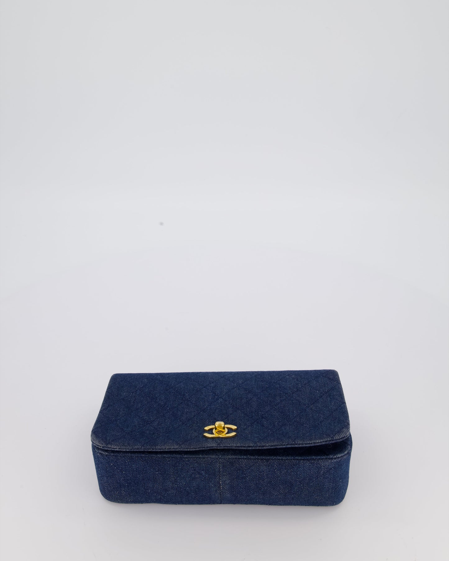 Chanel Vintage Single Chain Flap Bag in Quilted Denim with 24K Gold Hardware