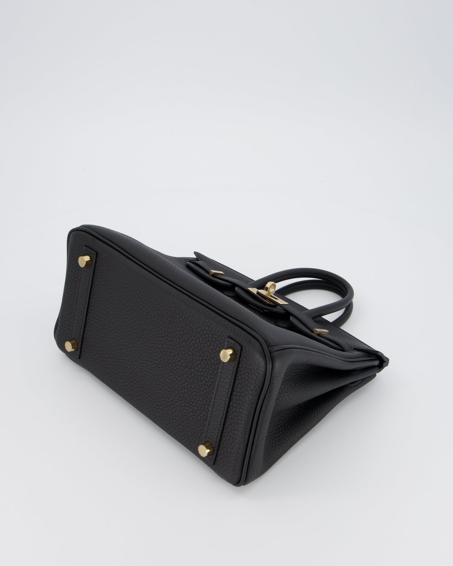 *SUPER RARE* Hermes Birkin 25 Retourne Bag in Noir Togo Leather with Permabrass Hardware