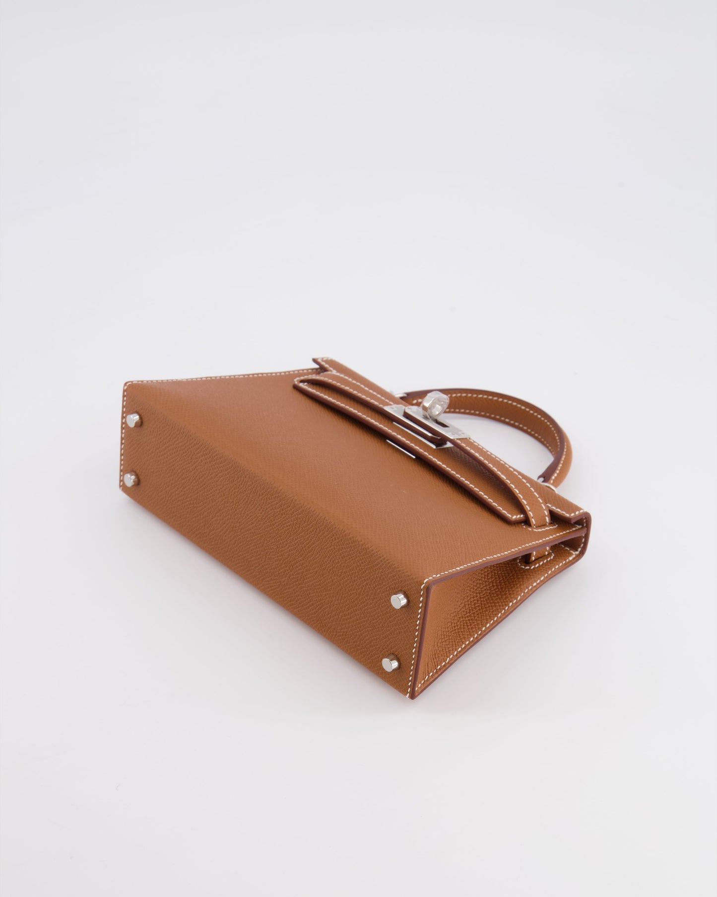 Hermes Mini Kelly II 20 Bag in Gold Epsom Leather with Palladium Hardware