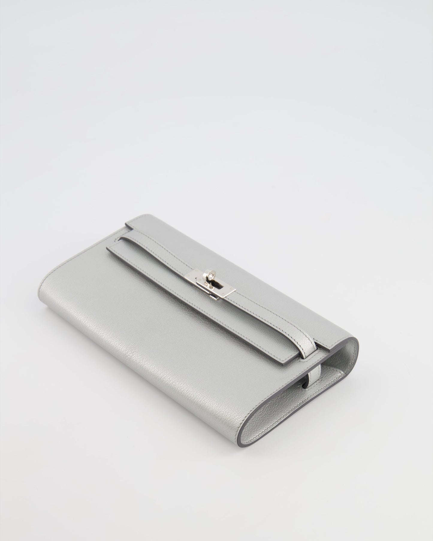 *RARE* Hermes Kelly To Go Bag in Argent Chevre Chamkilight Leather with Palladium Hardware