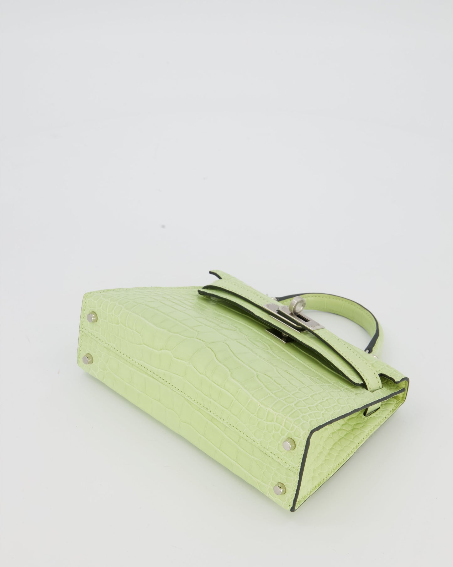 *SUPER RARE & HOT* Hermes Mini Kelly II 20 Bag in Jaune Bourgeon Alligator Mississippiensis Leather with Palladium Hardware