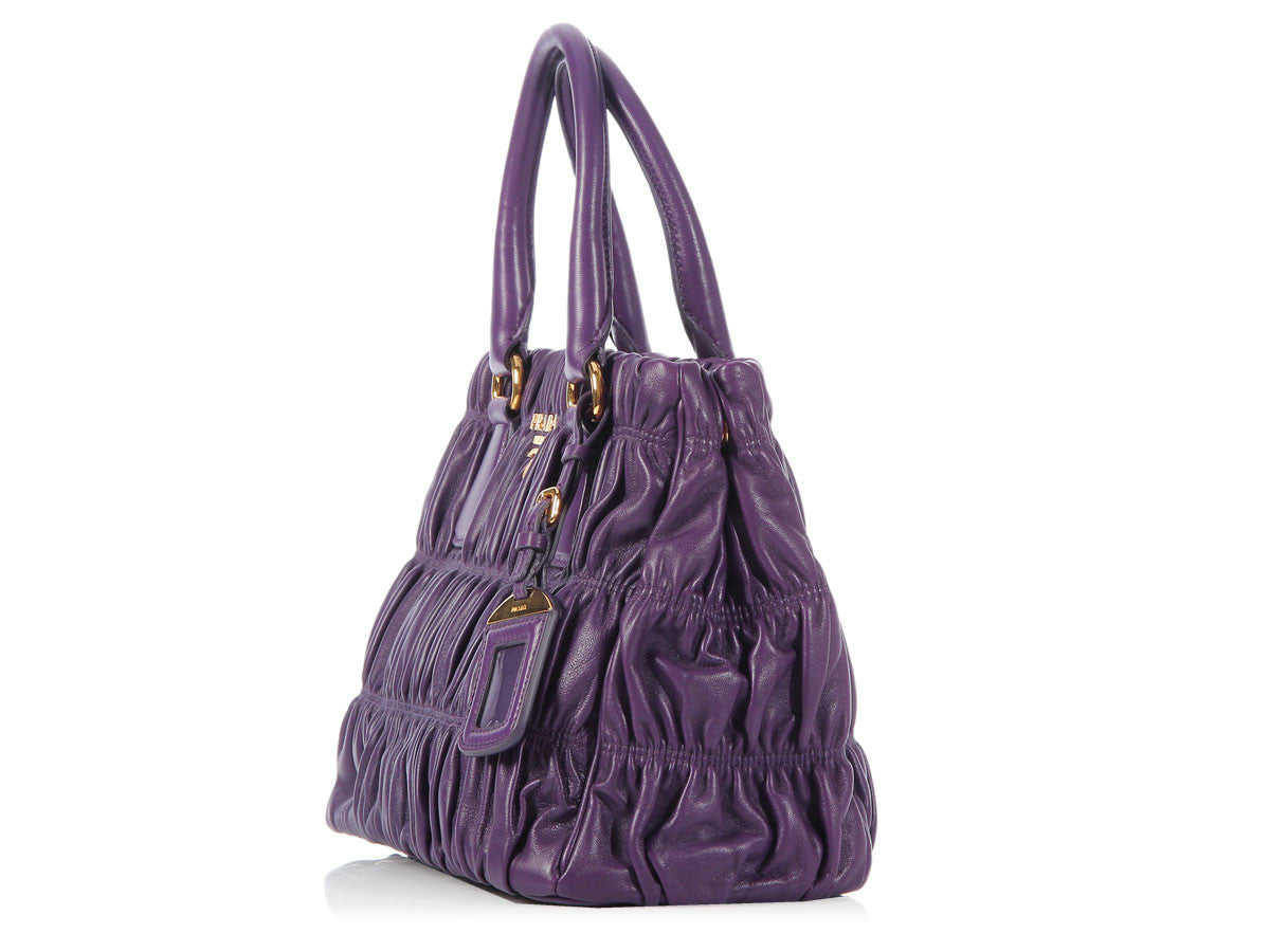 Prada Small Ruched Violet Tote
