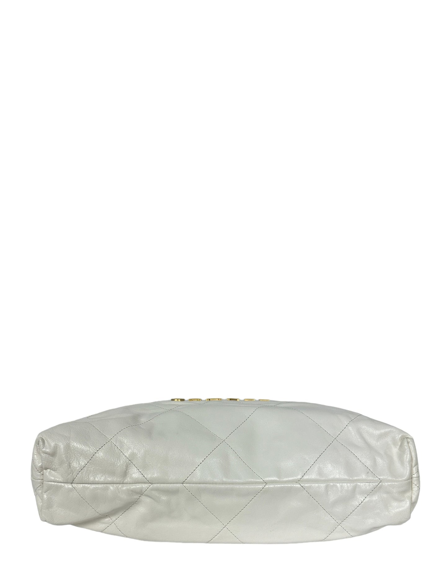 Chanel White Leather Quilted Chanel 22 Tote