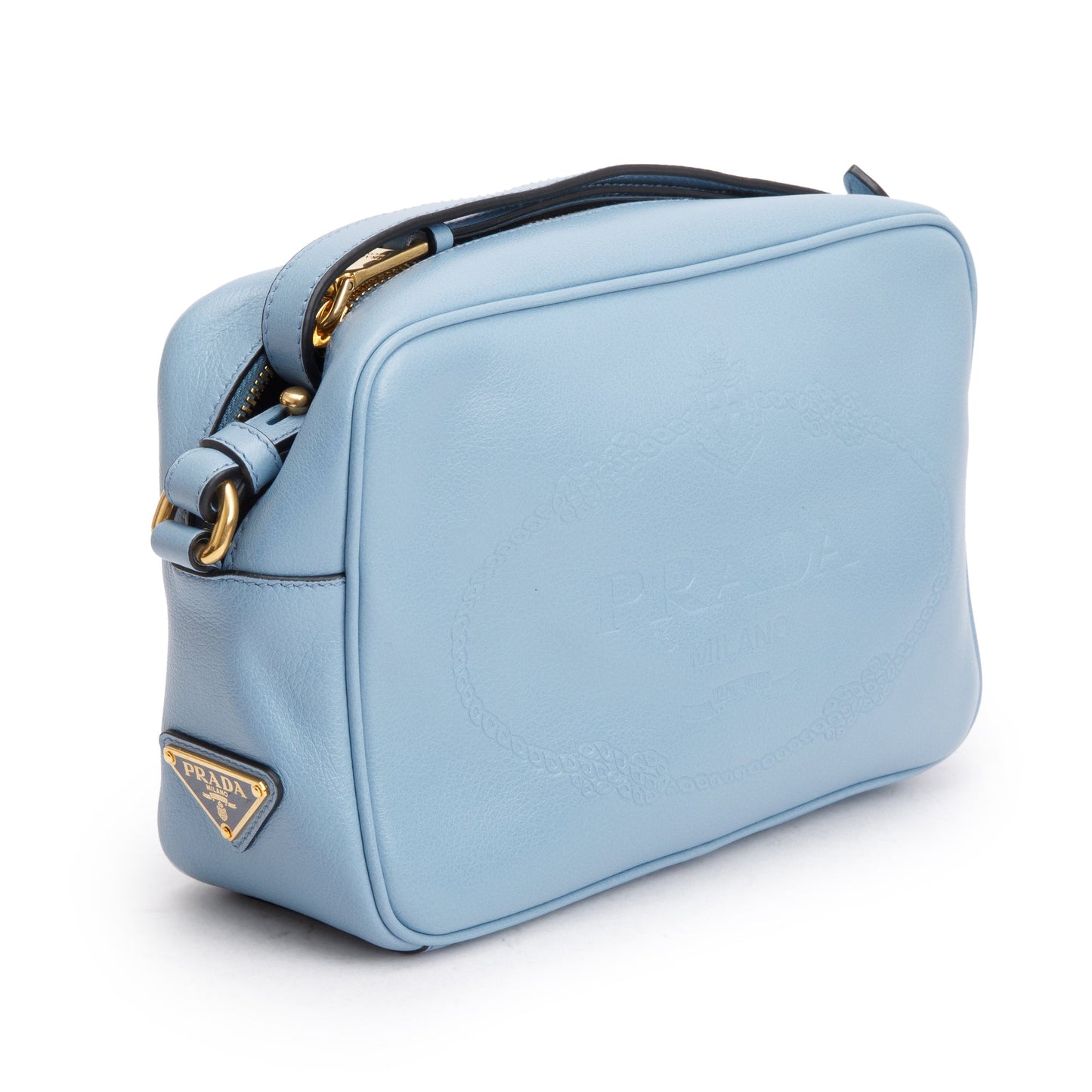 Prada Astrale Glace Calf Leather Logo Camera Crossbody Bag