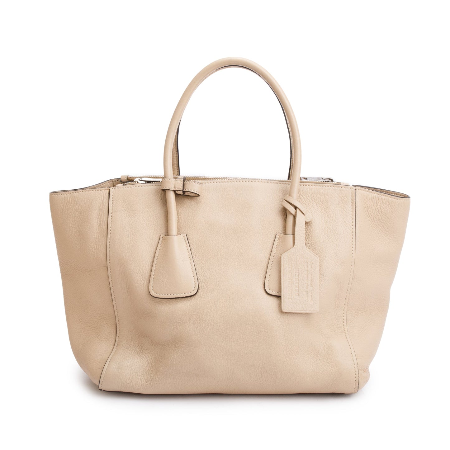 Prada Beige Cervo Medium Twin Pocket Tote