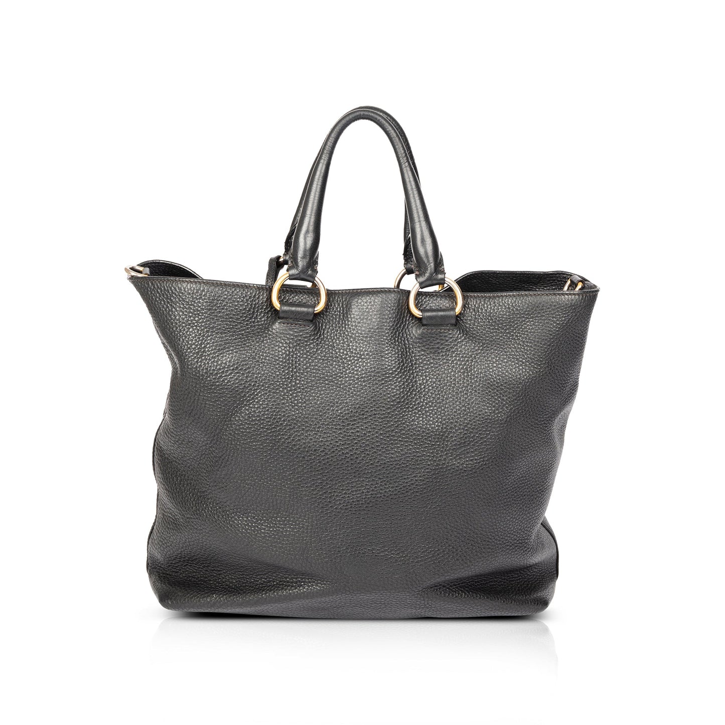Prada Black Vitello Daino Shopping Tote