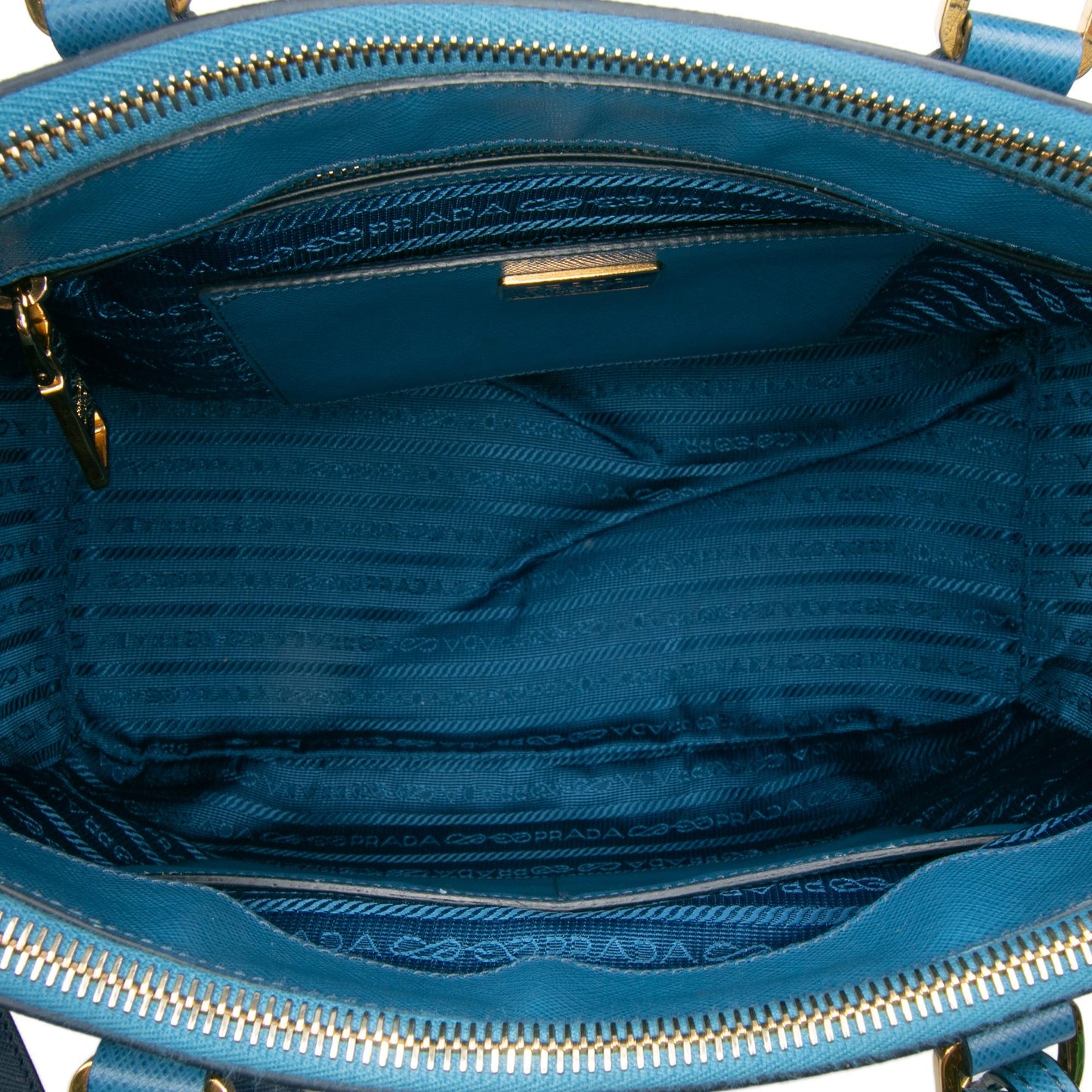 Prada Medium Bicolor Saffiano Lux Galleria Double Zip Satchel