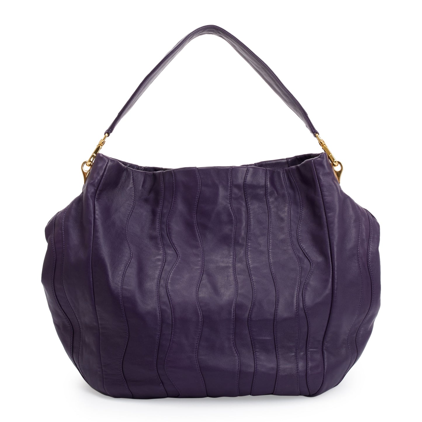 Prada Purple Nappa Stripes Leather Shoulder Bag