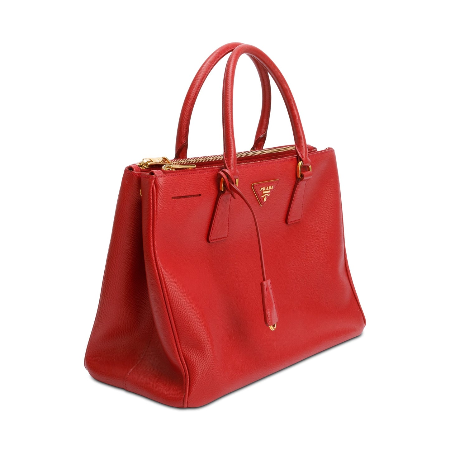 Prada Red Saffiano Lux Medium Double Zip Galleria Tote