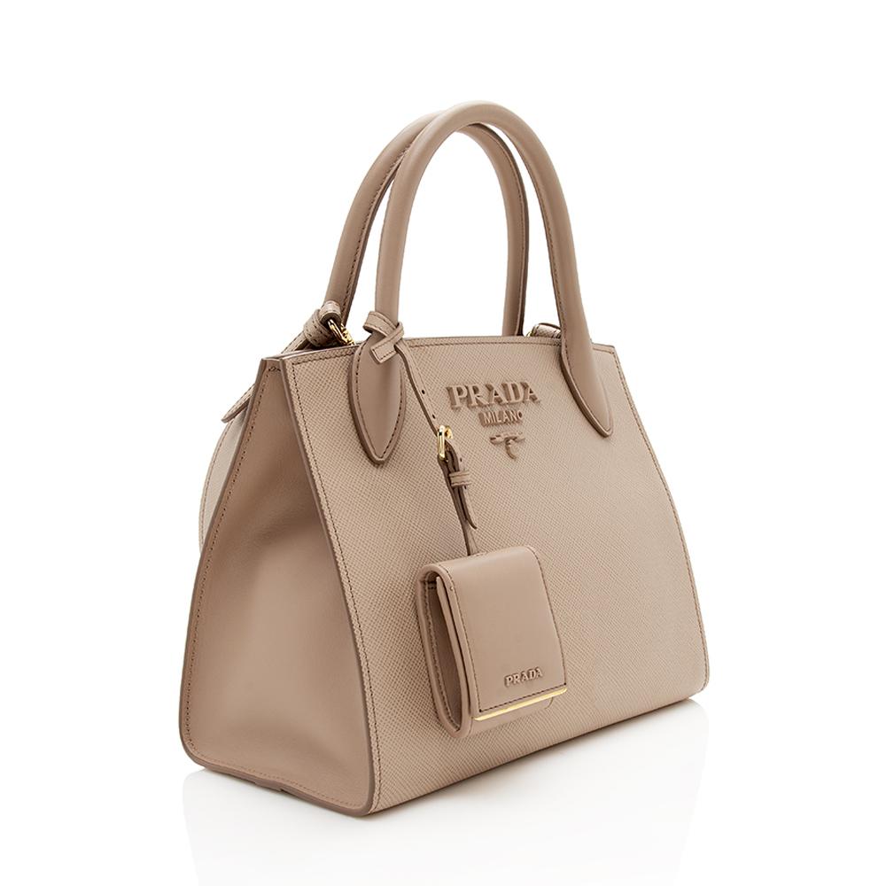 Prada Saffiano Cuir Leather Monochrome Small Tote
