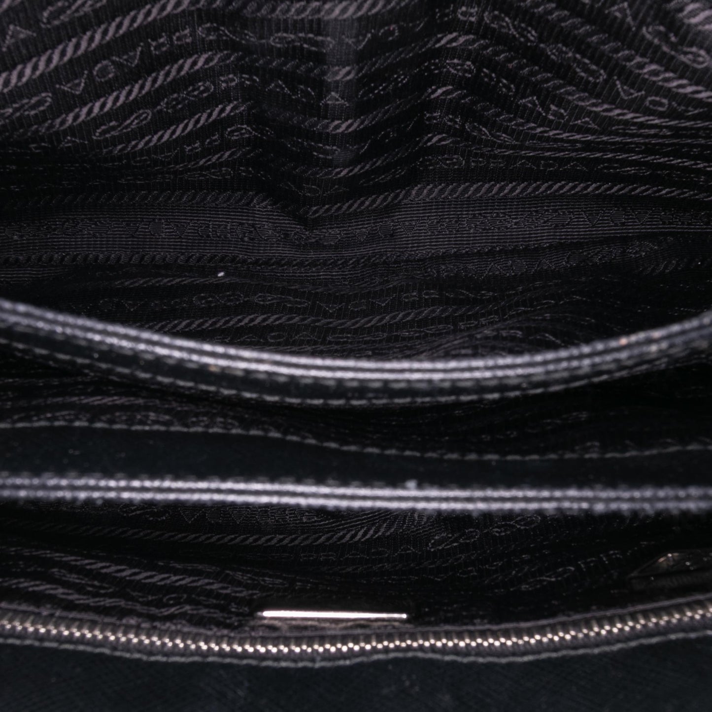 Prada Saffiano Trimmed Tessuto Chain Crossbody