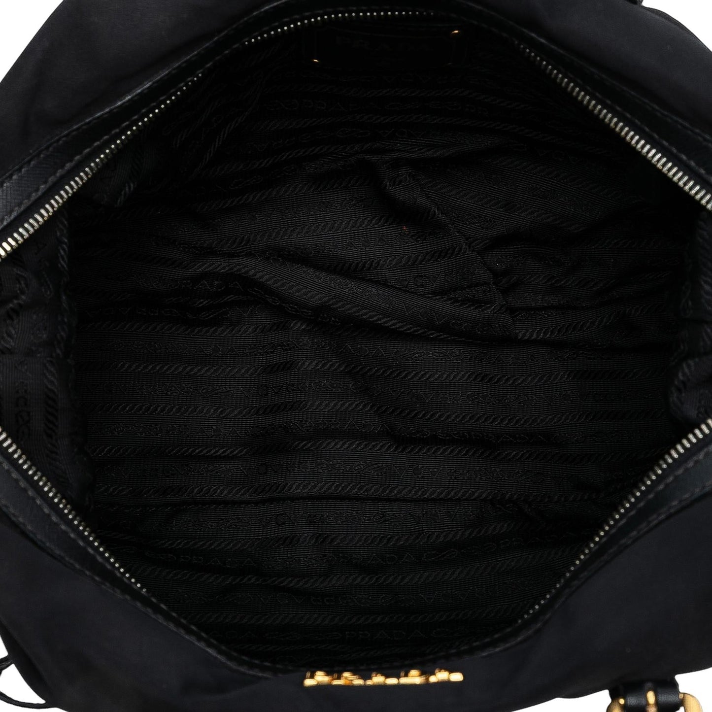 Prada Saffiano Trimmed Tessuto Logo Satchel