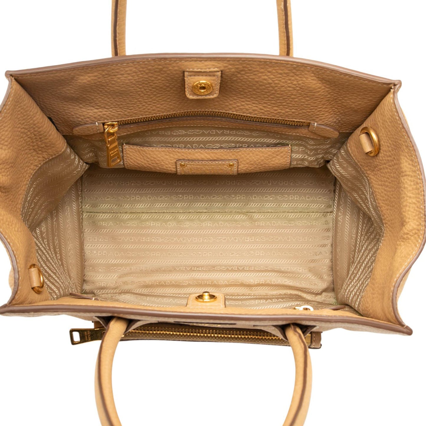 Prada Vitello Daino Front Pocket Open Convertible Tote