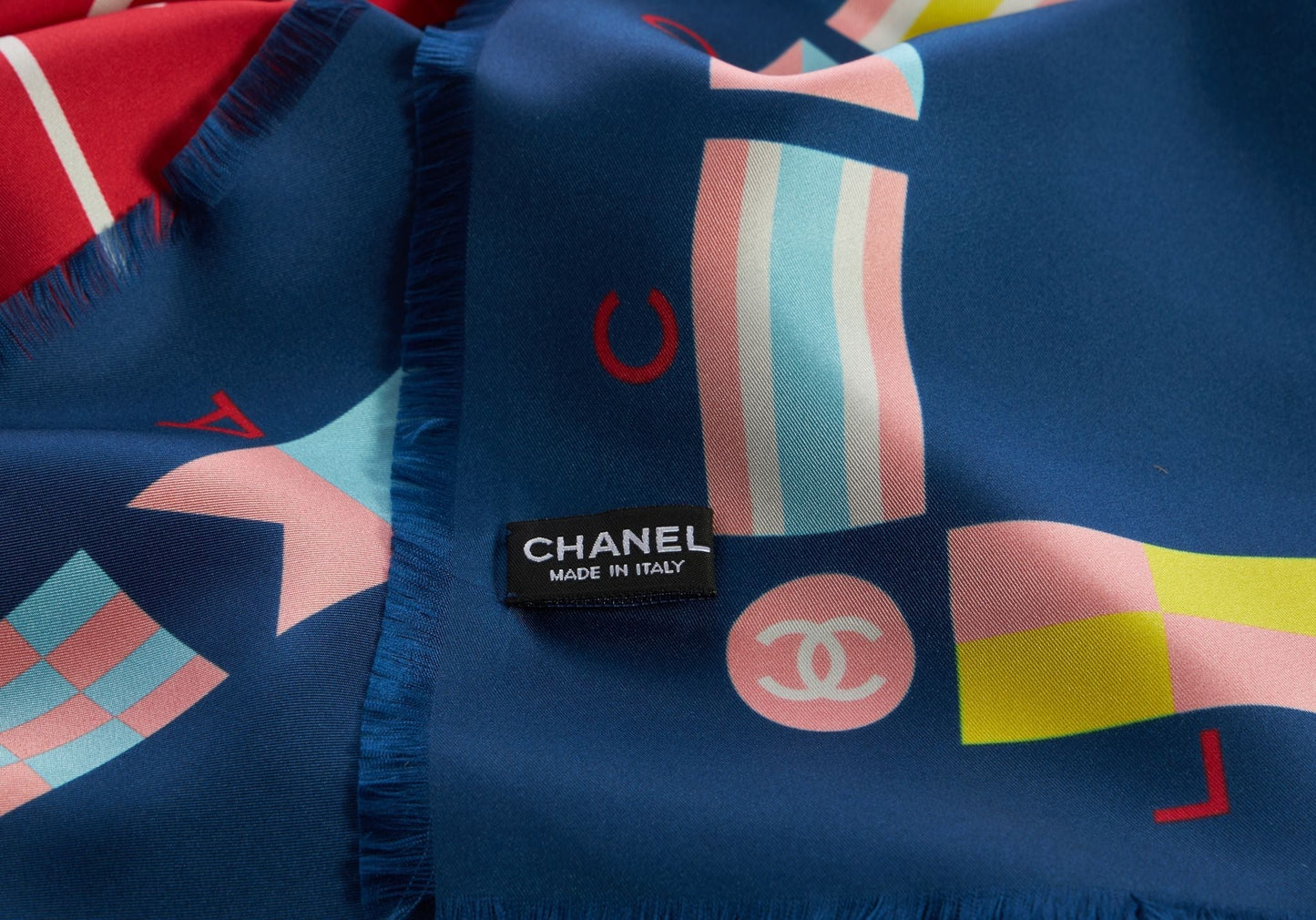 Chanel New La Pausa Navy Silk Shawl