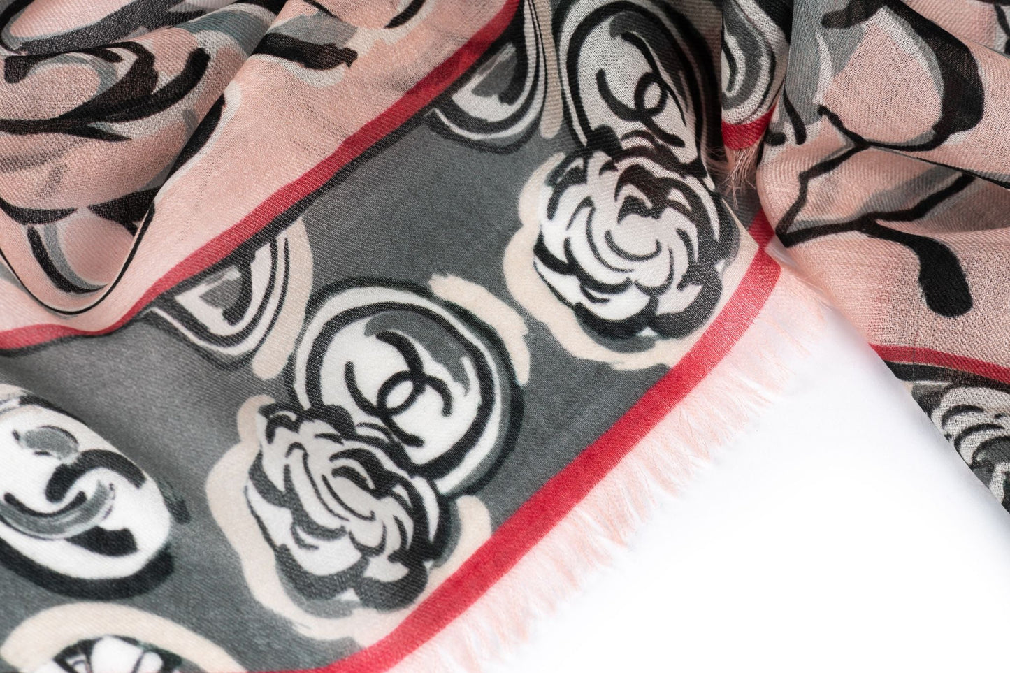 Chanel New Pink Camellia Cashmere Shawl