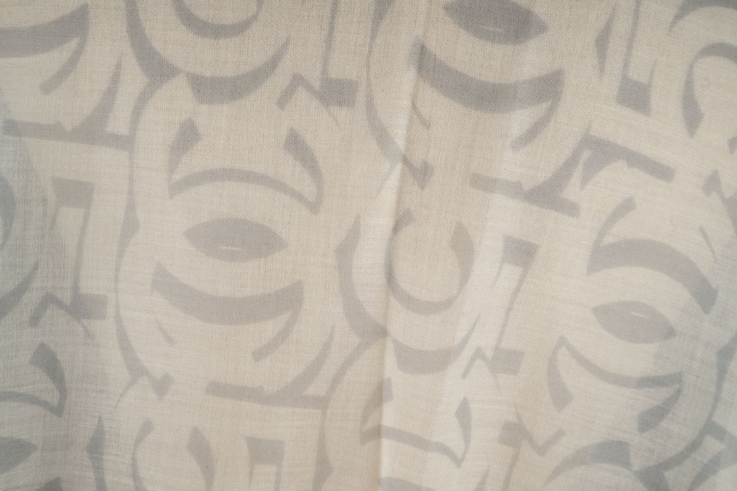 Chanel White Grey Logo CC Cashmere Shawl