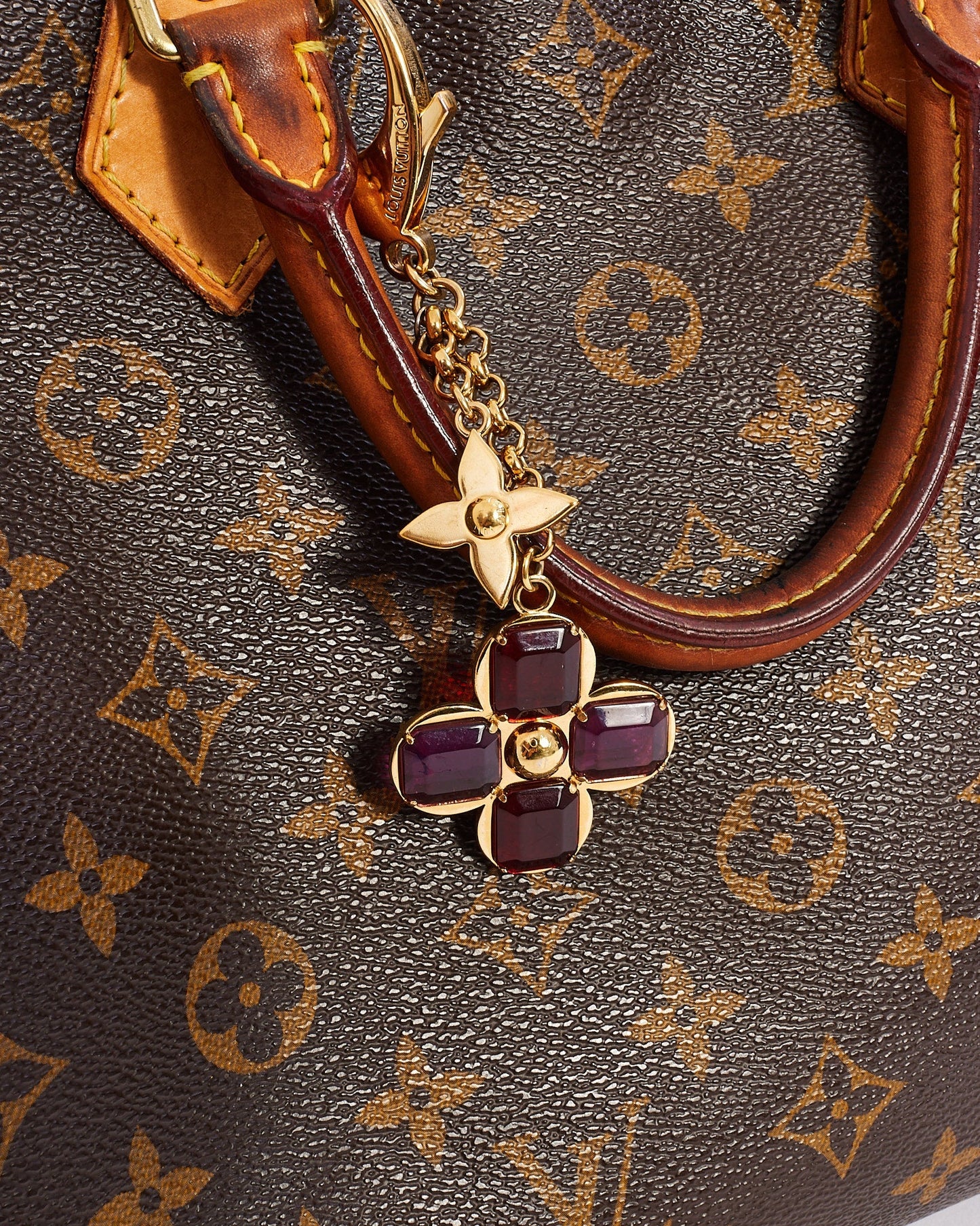 Louis Vuitton Purple/Gold Metal Flower Bag Charm